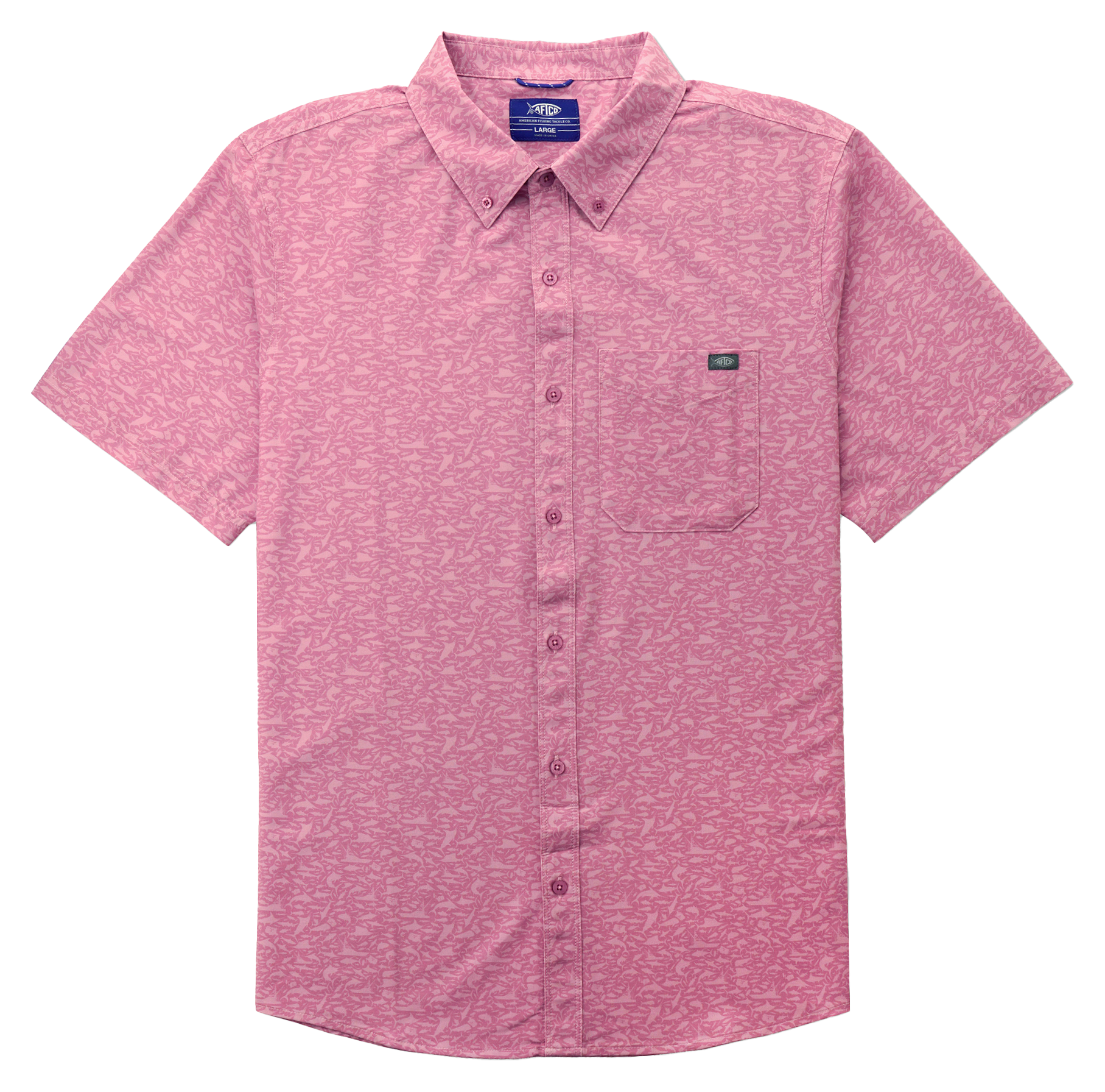 Image of AFTCO Boatbar Short-Sleeve Button-Down Shirt for Men - Moonlight Mauve