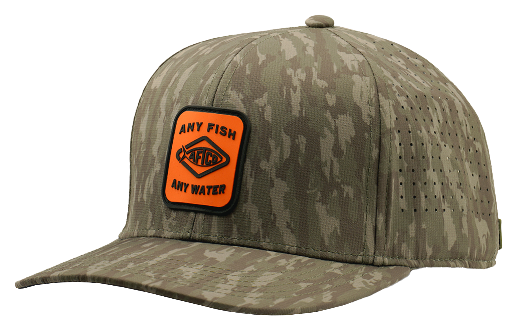 Image of AFTCO Flippin Tech Laser Cut Snapback Cap - Olive Current Camo