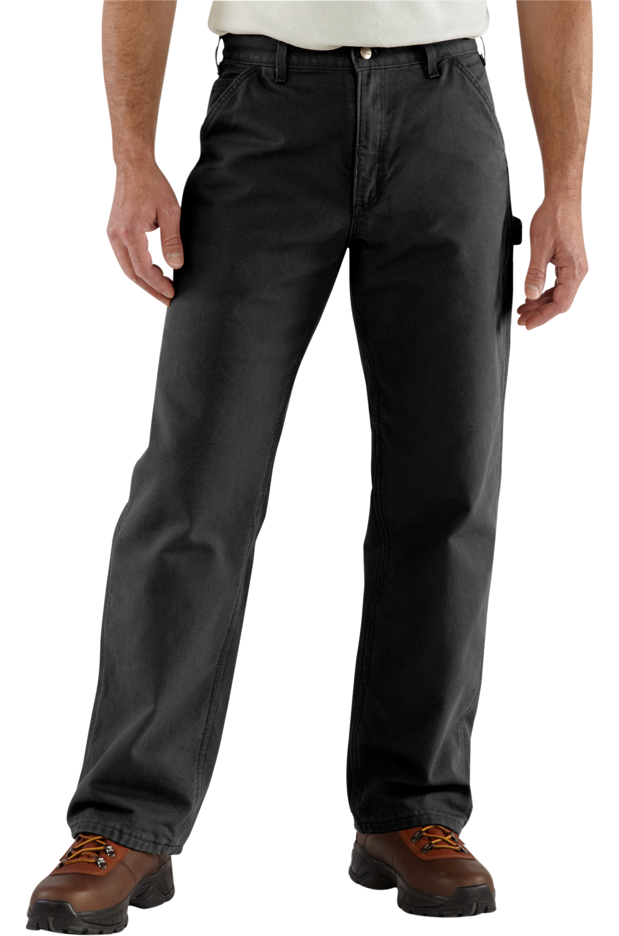 Image of Carhartt Flannel-Lined Duck Dungarees for Men - Black - 31x34