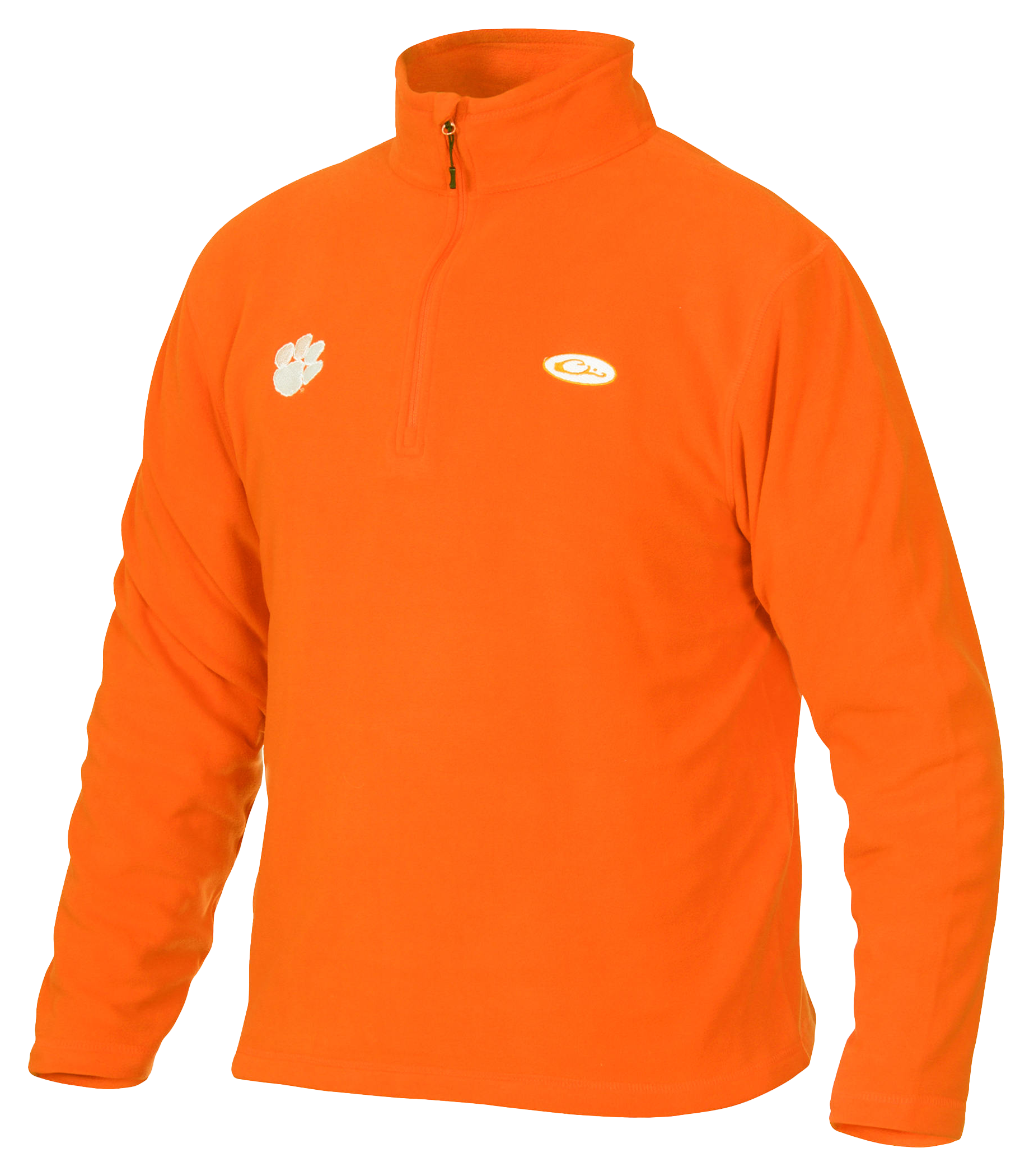 Image of Drake Waterfowl Collegiate Camp Fleece 1/4-Zip Pullover for Men - Clemson University/Orange - M