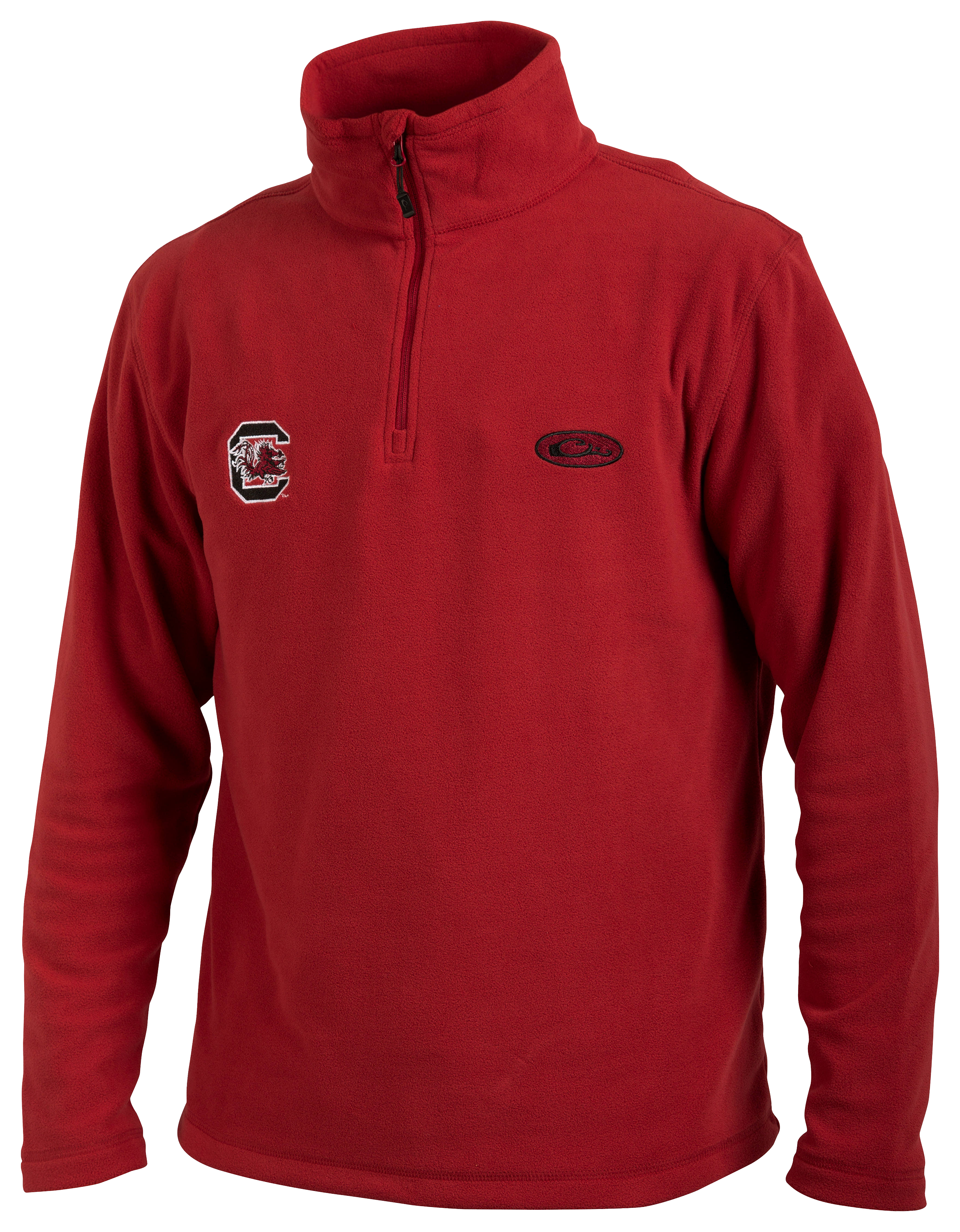 Image of Drake Waterfowl Collegiate Camp Fleece 1/4-Zip Pullover for Men - University of South Carolina/Garnet - XL