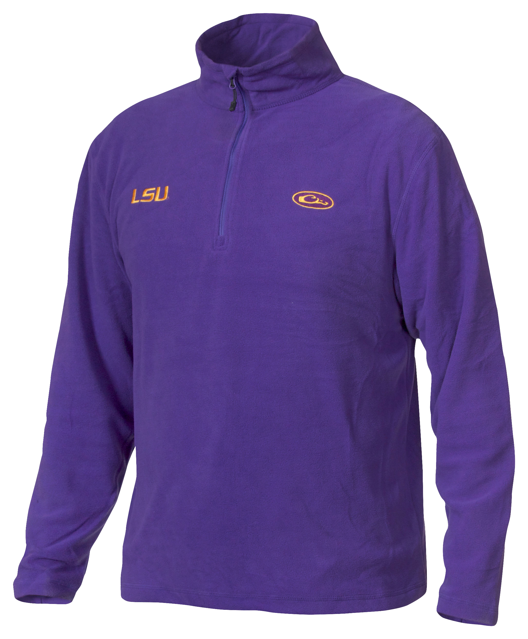 Image of Drake Waterfowl Collegiate Camp Fleece 1/4-Zip Pullover for Men - Louisiana State University/Purple - L