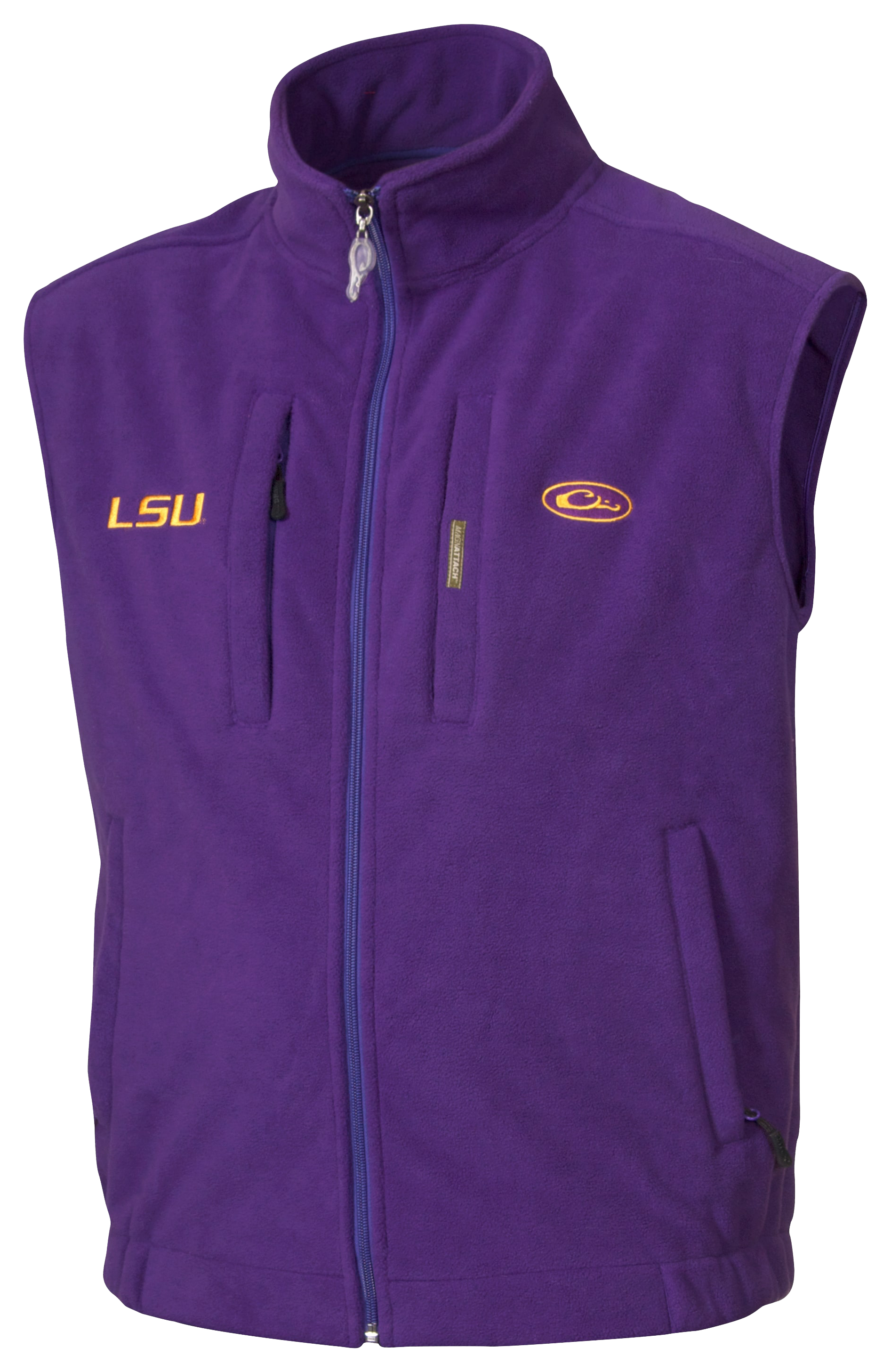 Image of Drake Waterfowl Collegiate Windproof Layering Vest for Men - Louisiana State University/Purple - L