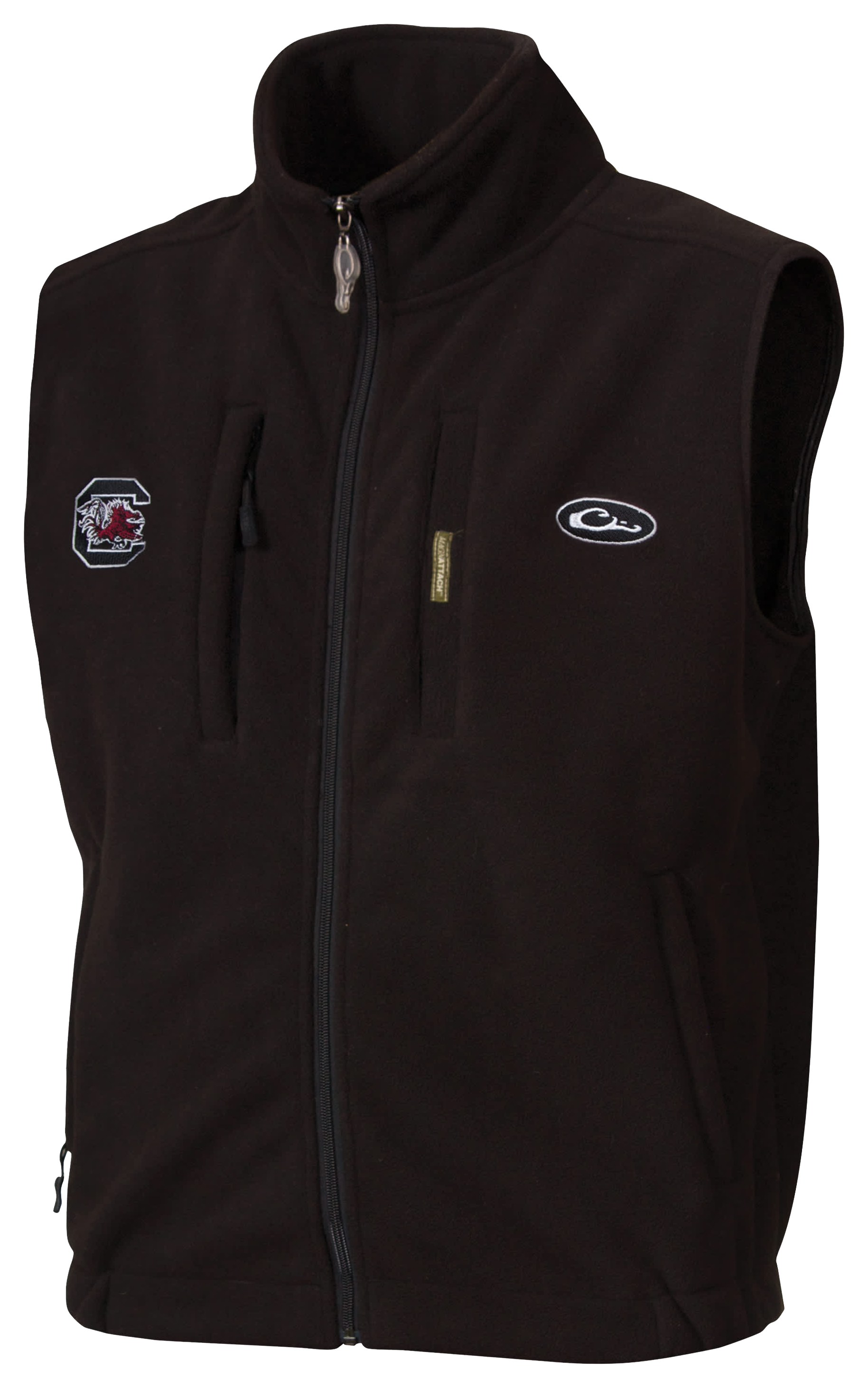 Image of Drake Waterfowl Collegiate Windproof Layering Vest for Men - University of South Carolina/Black - L