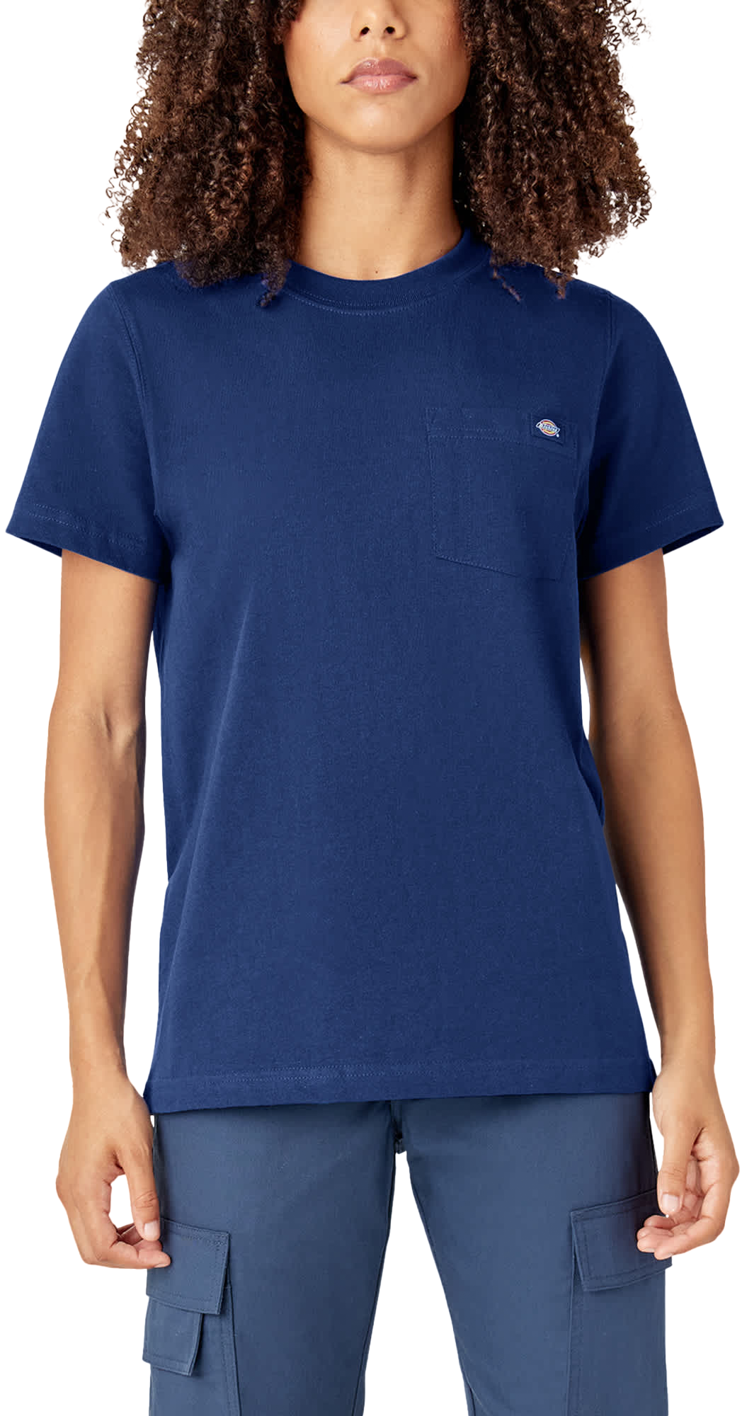 Image of Dickies Heavyweight Logo Pocket Short-Sleeve T-Shirt for Ladies - Surf Blue - M