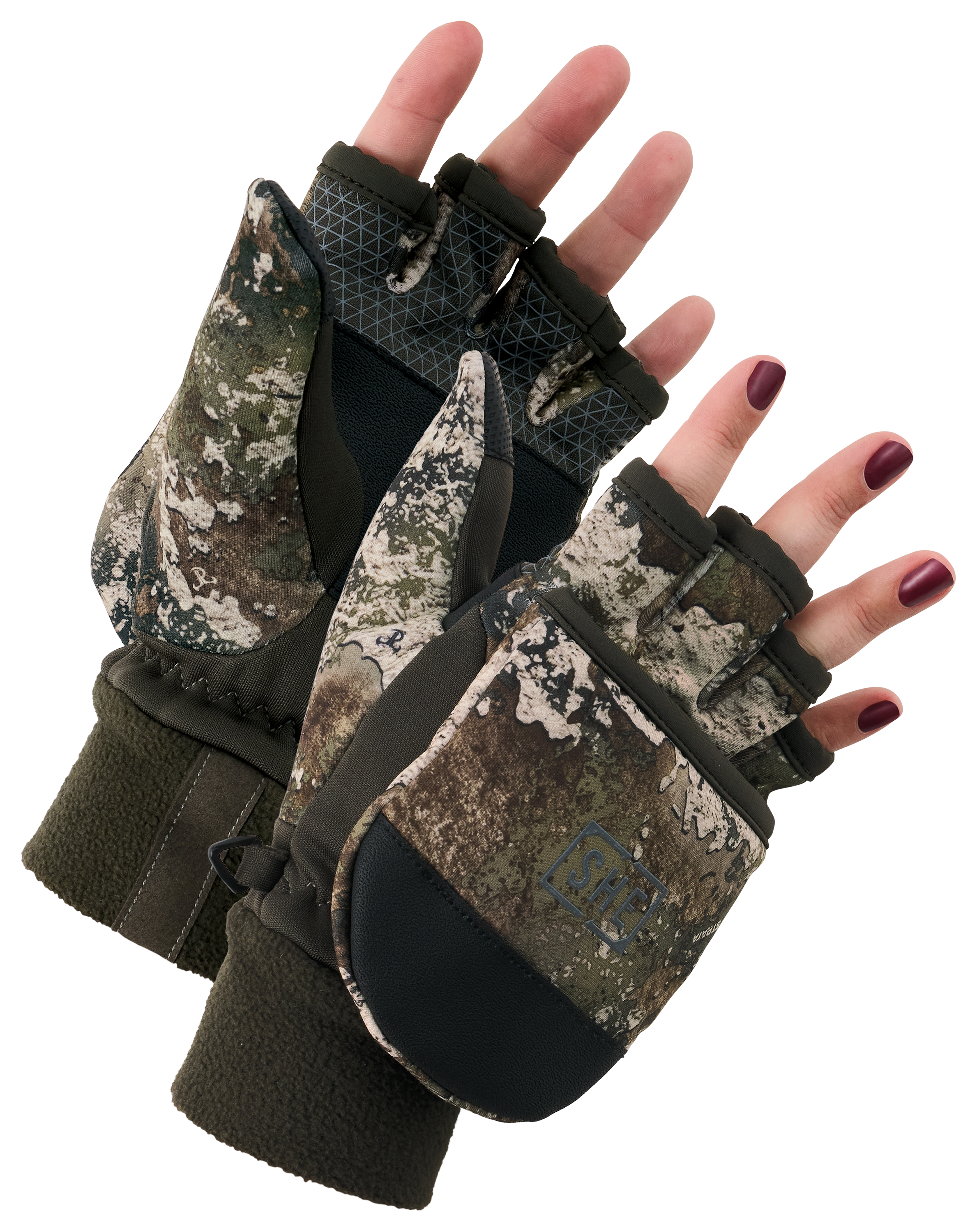 Image of SHE Outdoor Fleece Pop-Top Insulated Mittens - TrueTimber Strata - L