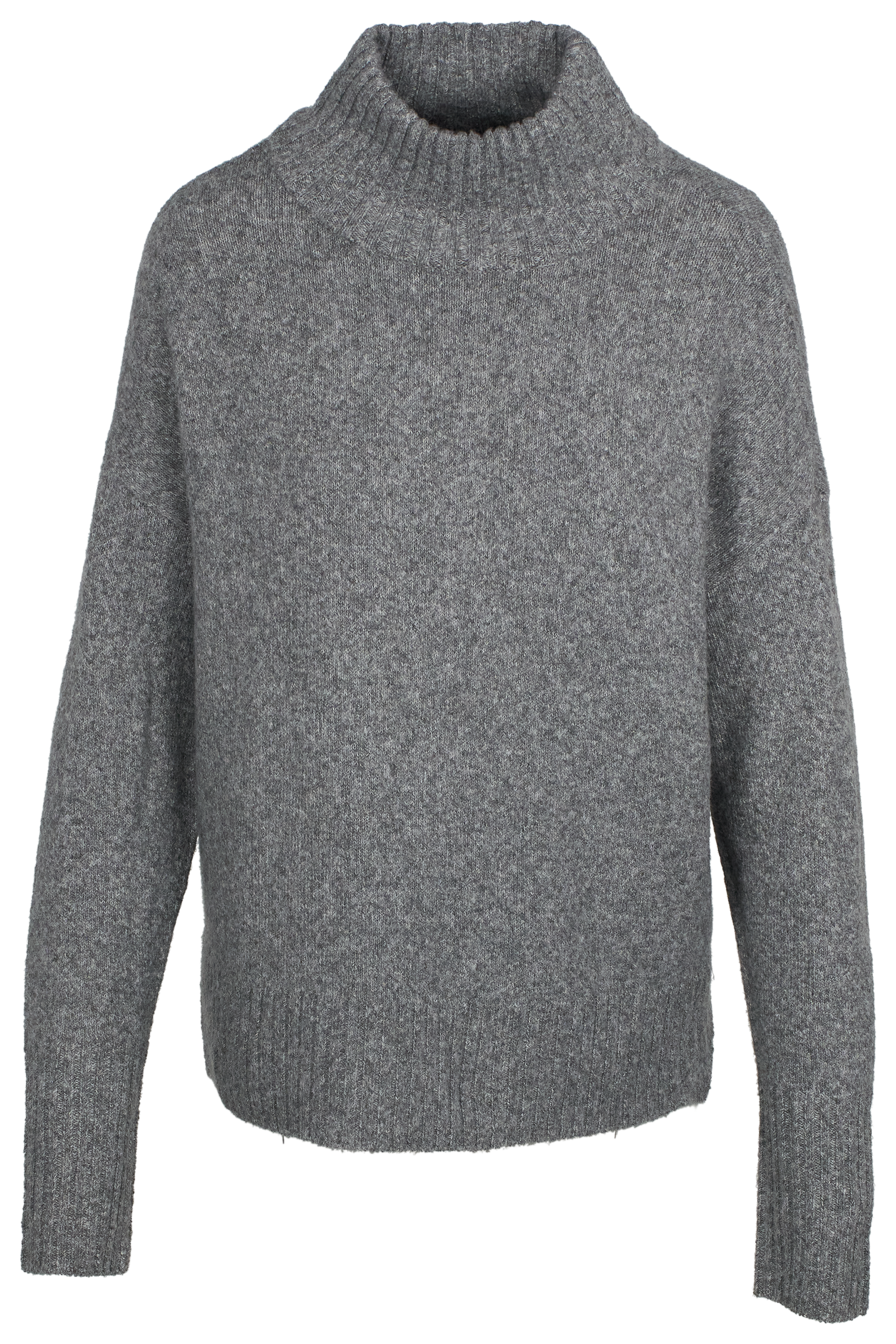 Image of Natural Reflections Autumn Woods Mock-Neck Long-Sleeve Sweater for Ladies - Medium Heather Grey