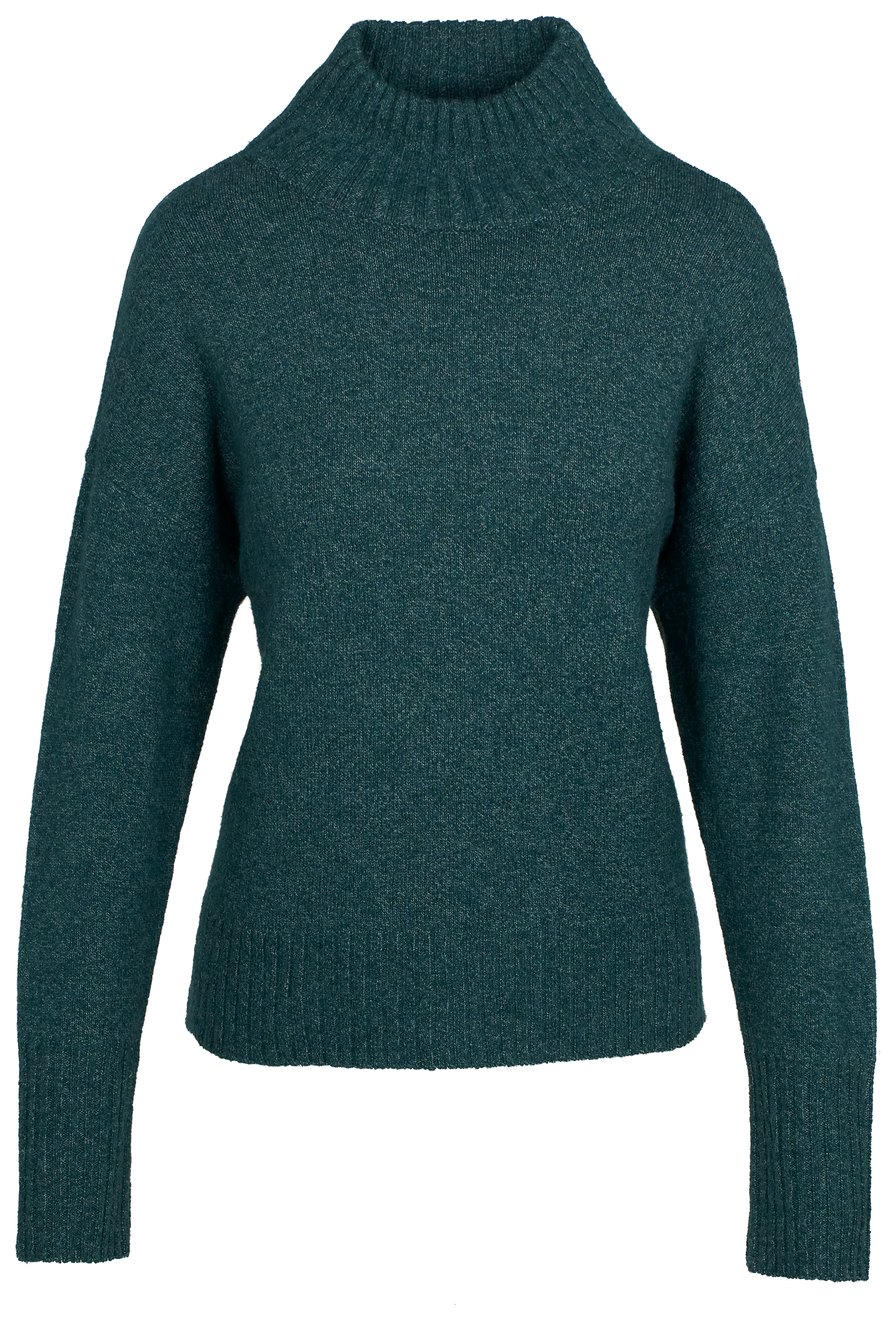 Image of Natural Reflections Autumn Woods Mock-Neck Long-Sleeve Sweater for Ladies - Deep Teal