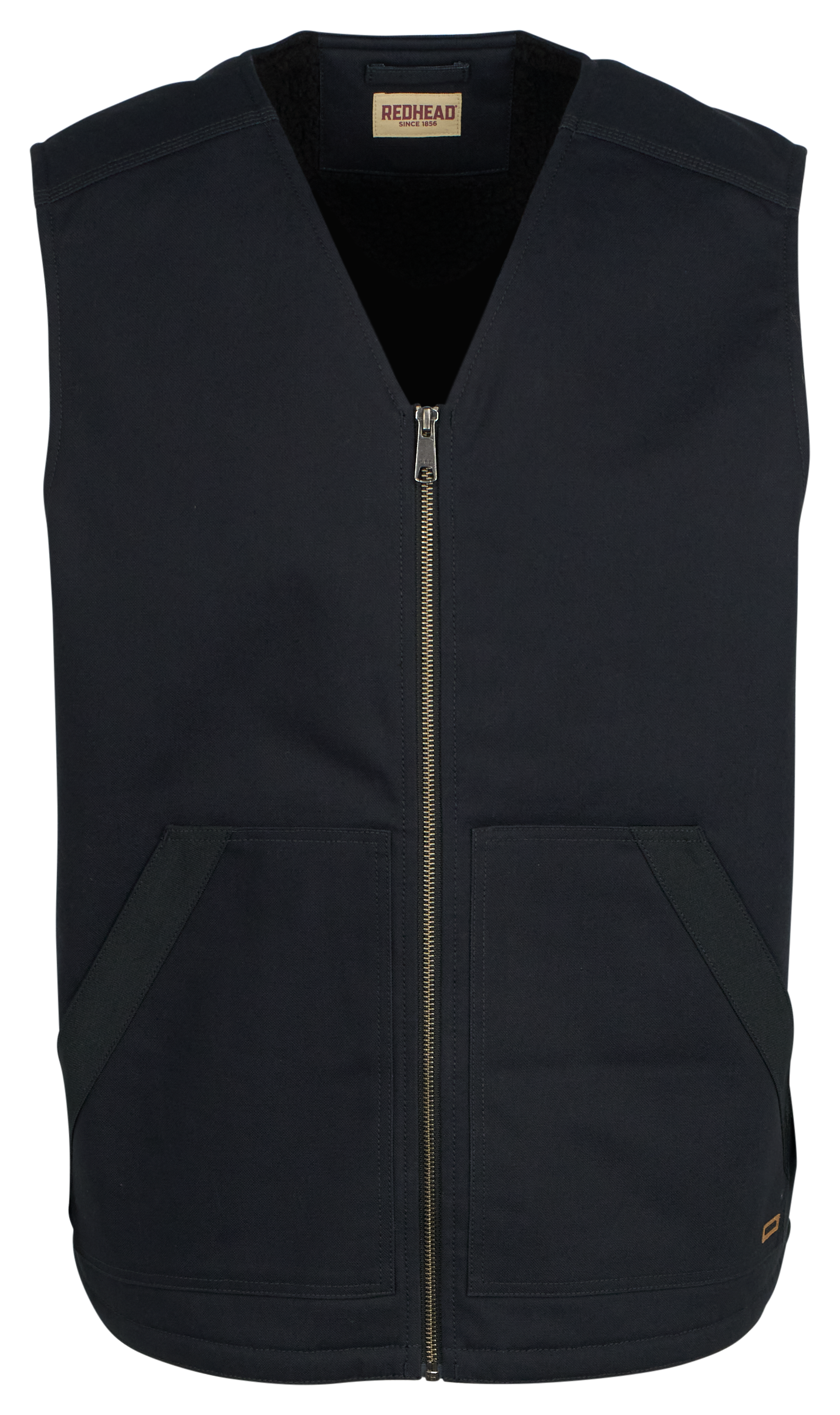 Image of RedHead Pro Series Sherpa-Lined V-Neck Canvas Vest for Men - Black - XL