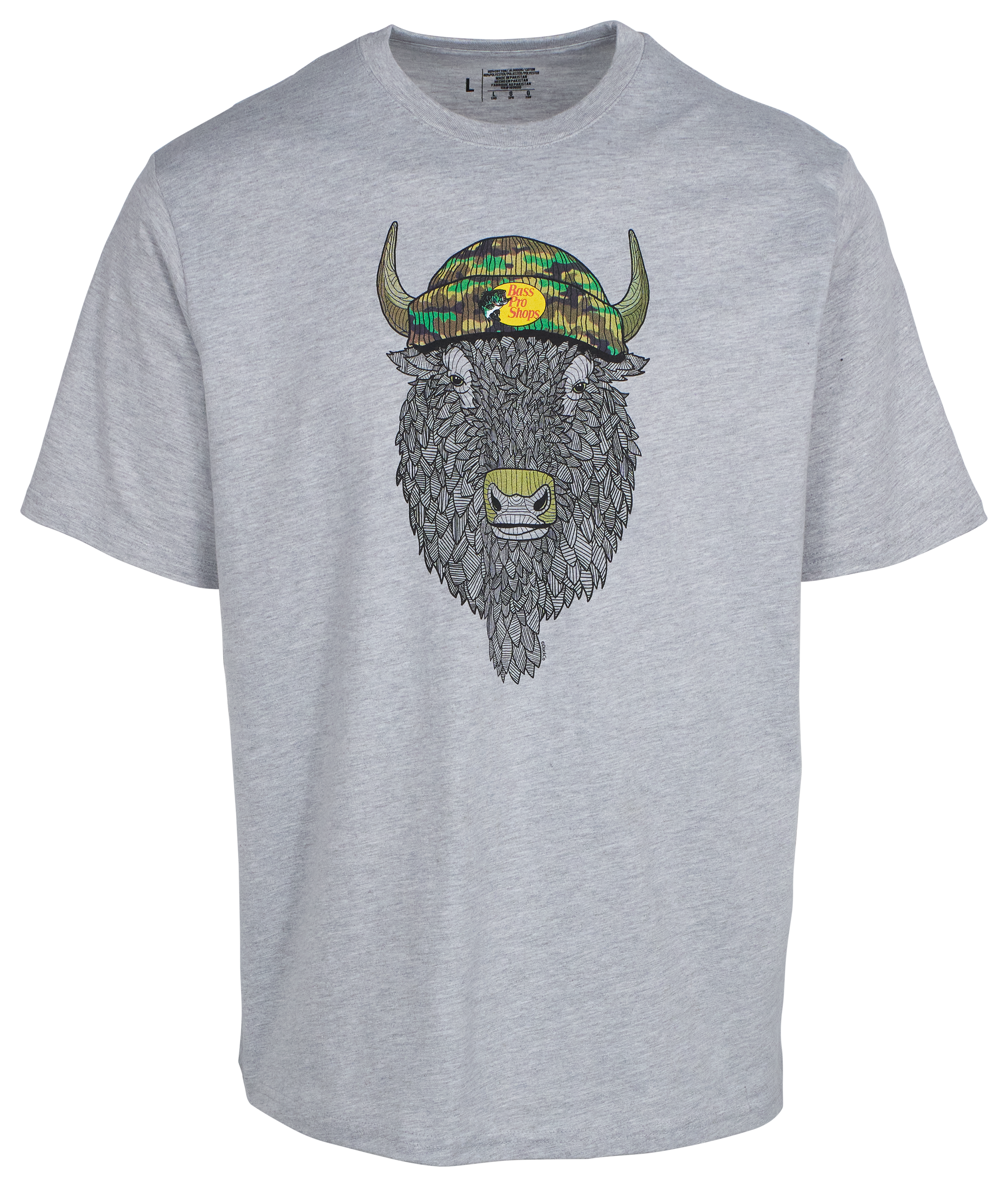Image of Bass Pro Shops Buffalo Bro Short-Sleeve T-Shirt for Men - Heather Grey