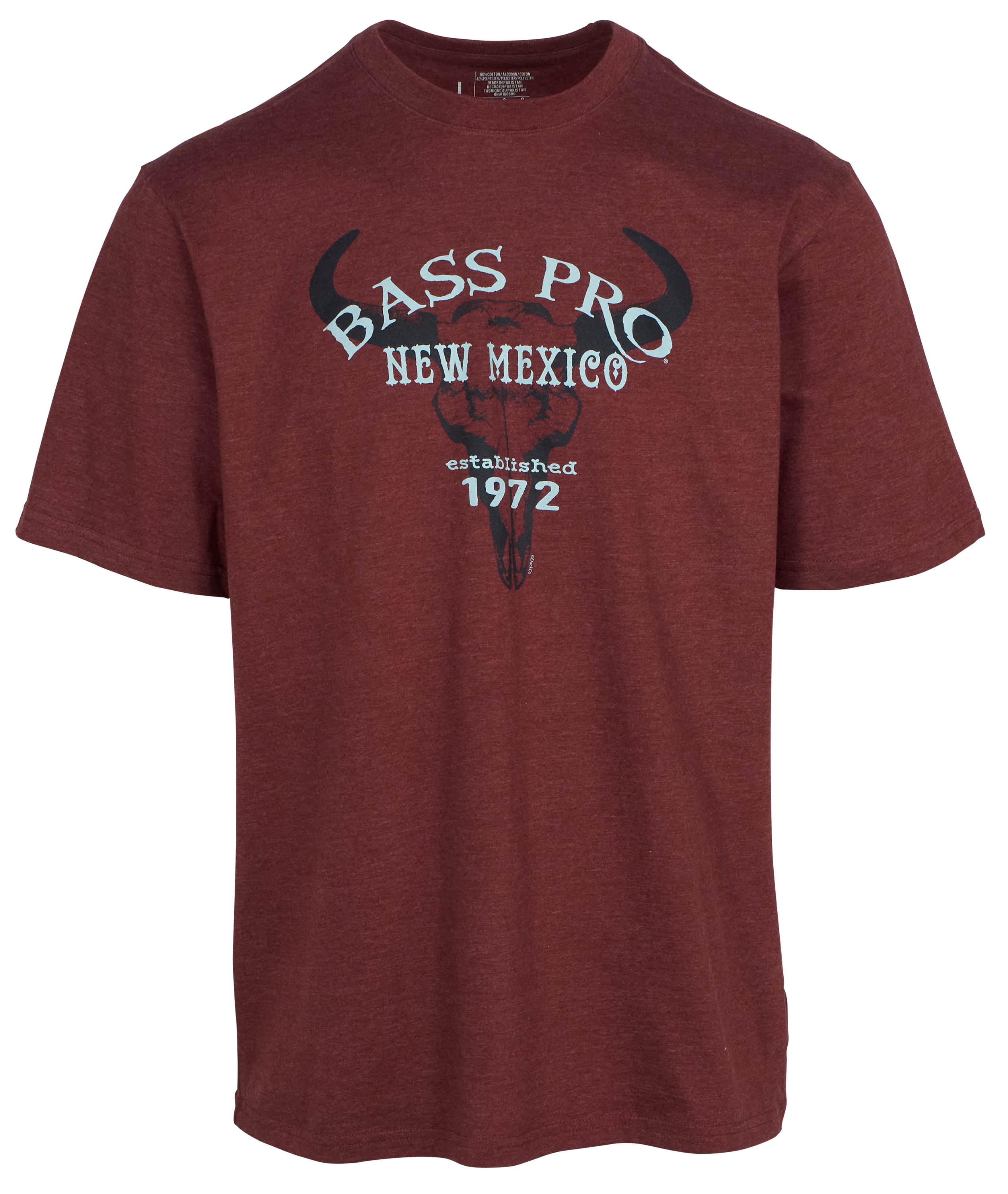 Image of Bass Pro Shops New Mexico Cow Skull Short-Sleeve T-Shirt for Men - Heather Maroon