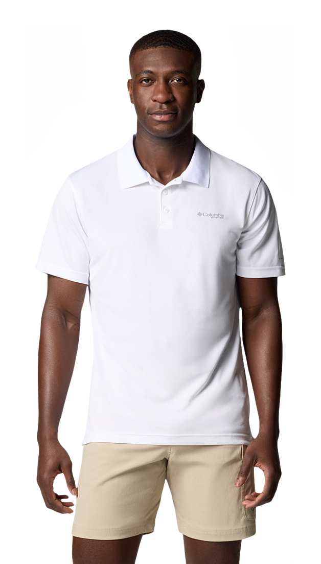 Image of Columbia PFG Solar Stream Short-Sleeve Polo for Men - White - 2XT
