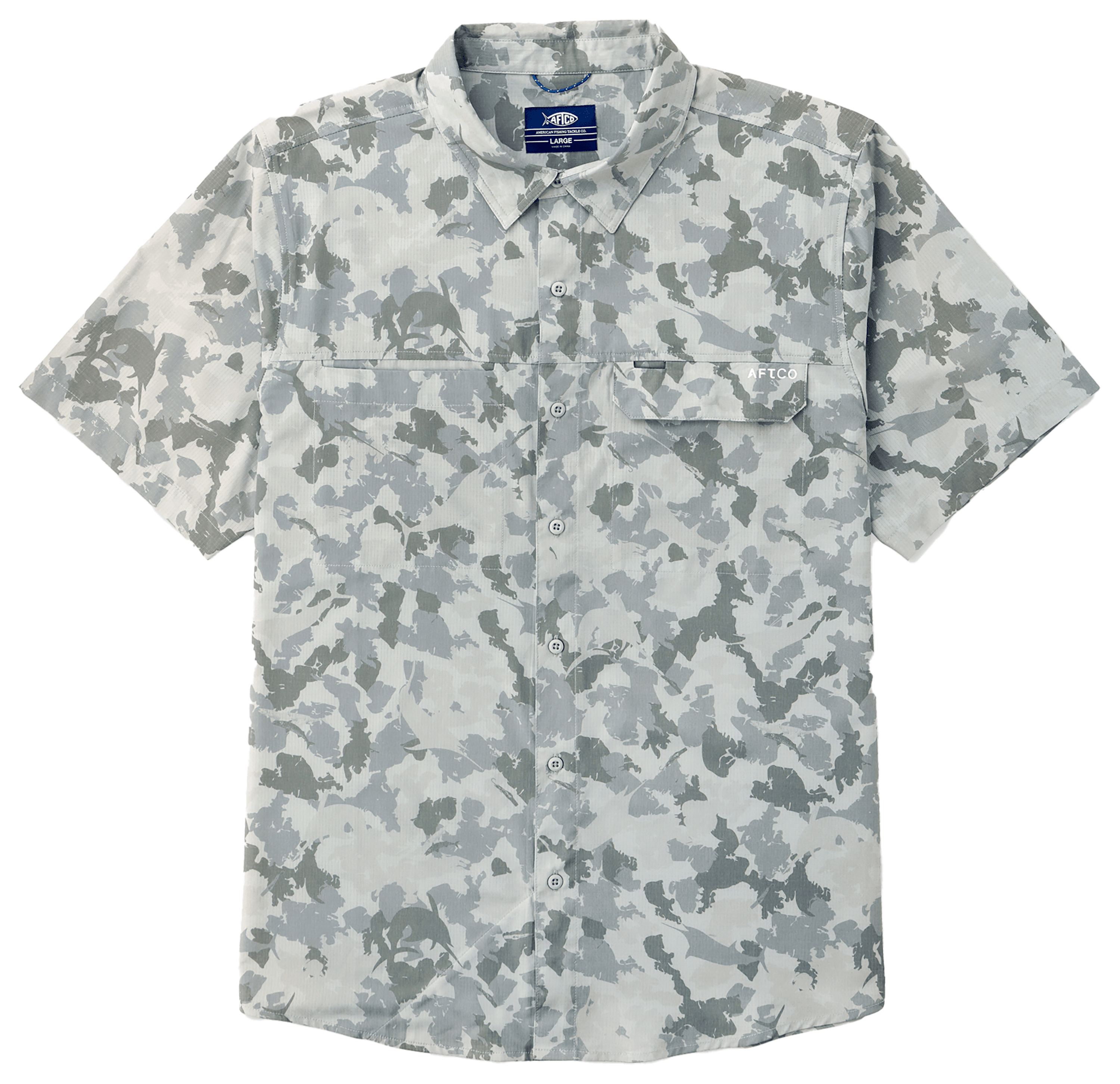Image of AFTCO Air-O-Mesh Tech Short-Sleeve Shirt for Men - Gray Grander Camo