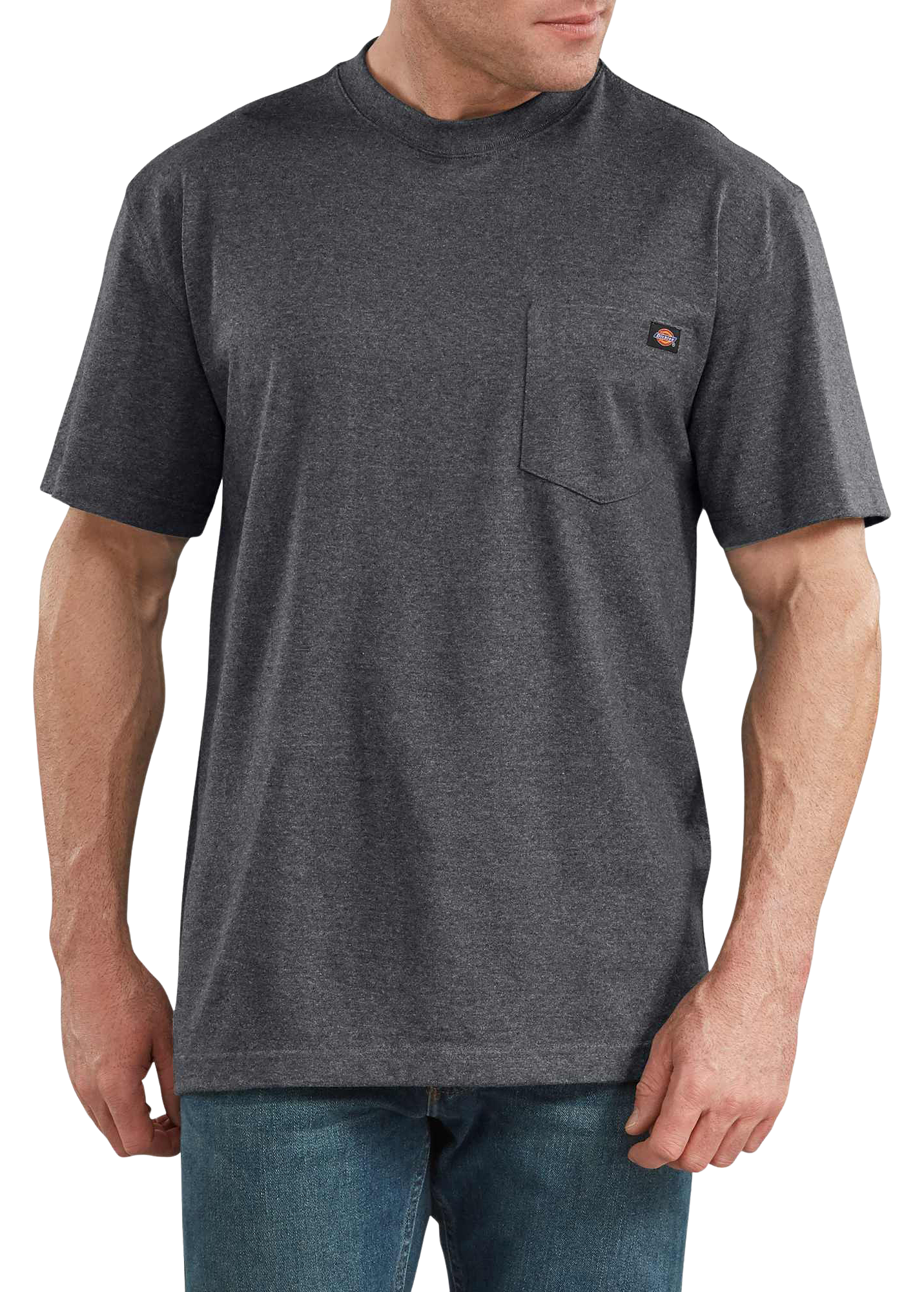 Image of Dickies Heavyweight Short-Sleeve Pocket T-Shirt for Men - Charcoal Gray Heather