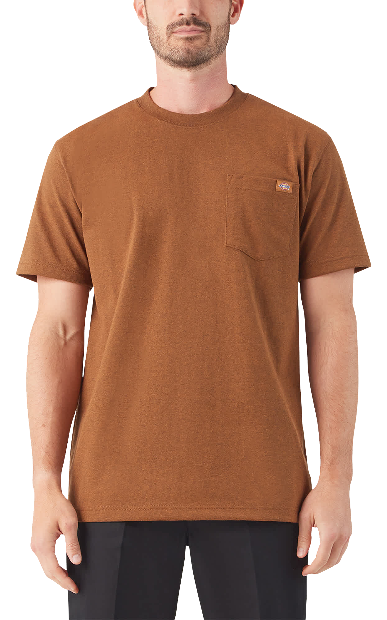Image of Dickies Heavyweight Short-Sleeve Pocket T-Shirt for Men - Brown Duck/Black Heather