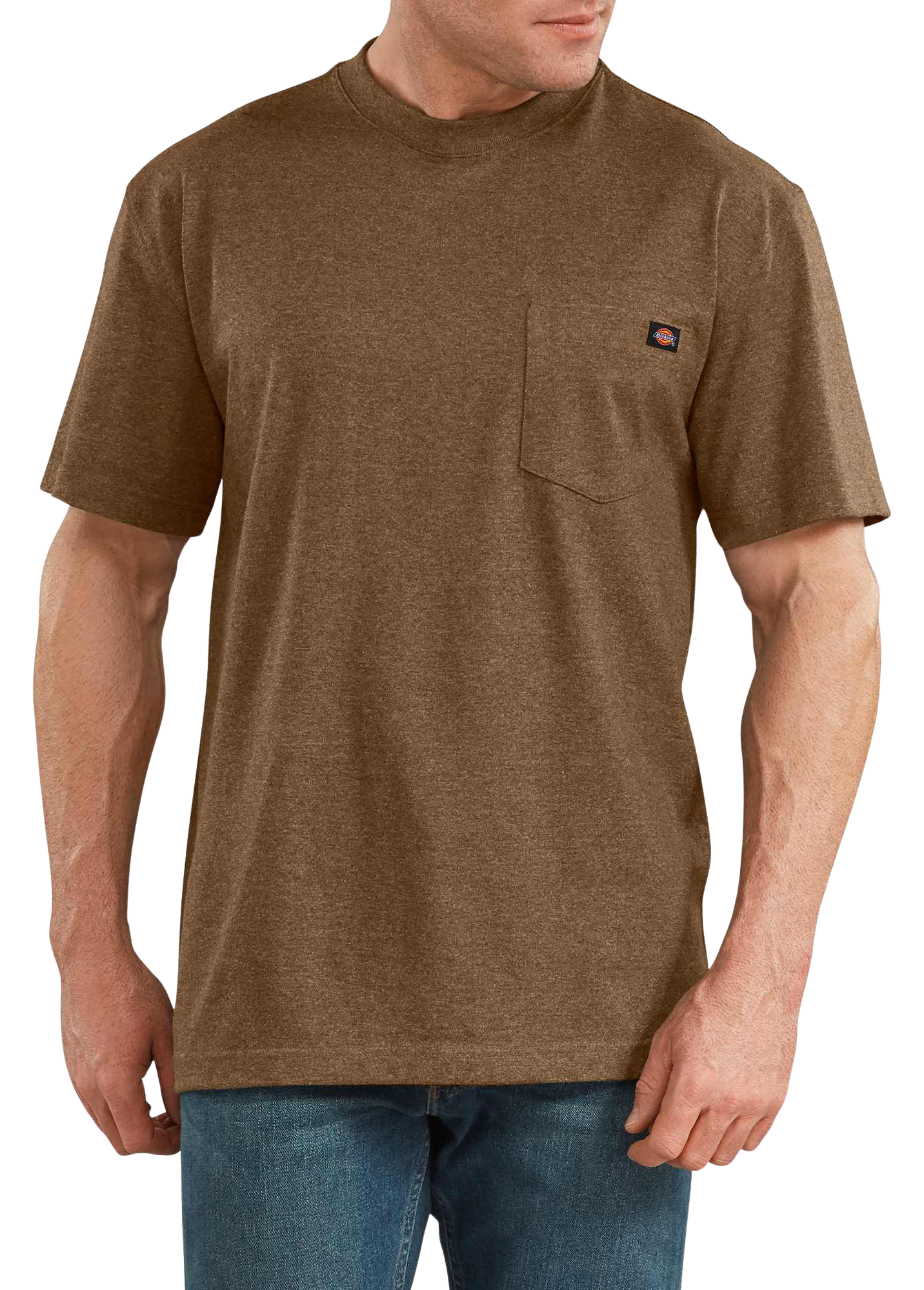 Image of Dickies Heavyweight Short-Sleeve Pocket T-Shirt for Men - Brown Duck Heather