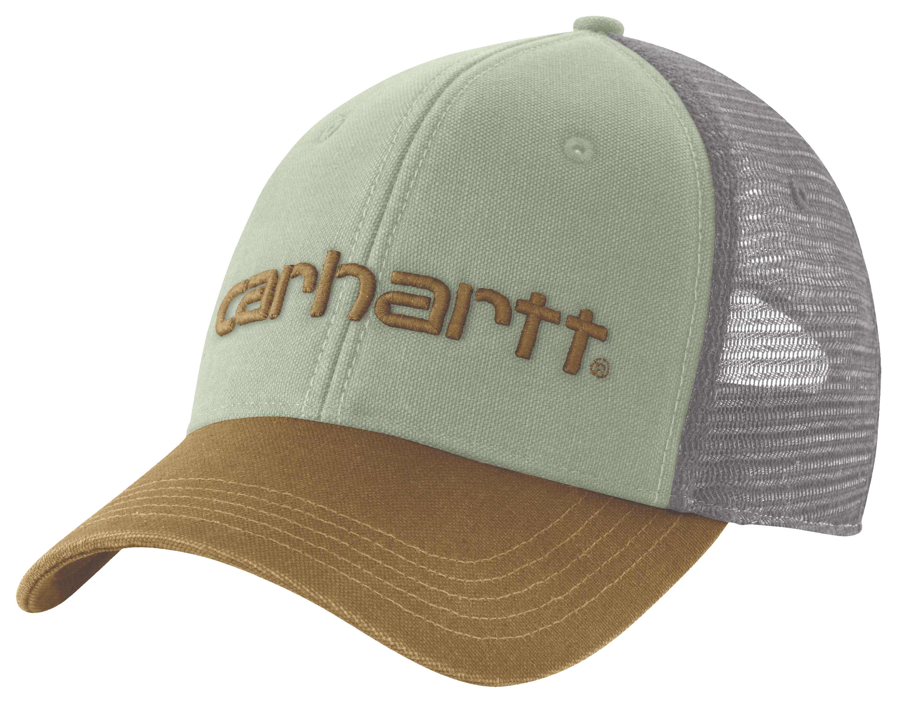 Image of Carhartt Canvas Mesh-Back Logo Graphic Cap - Sage