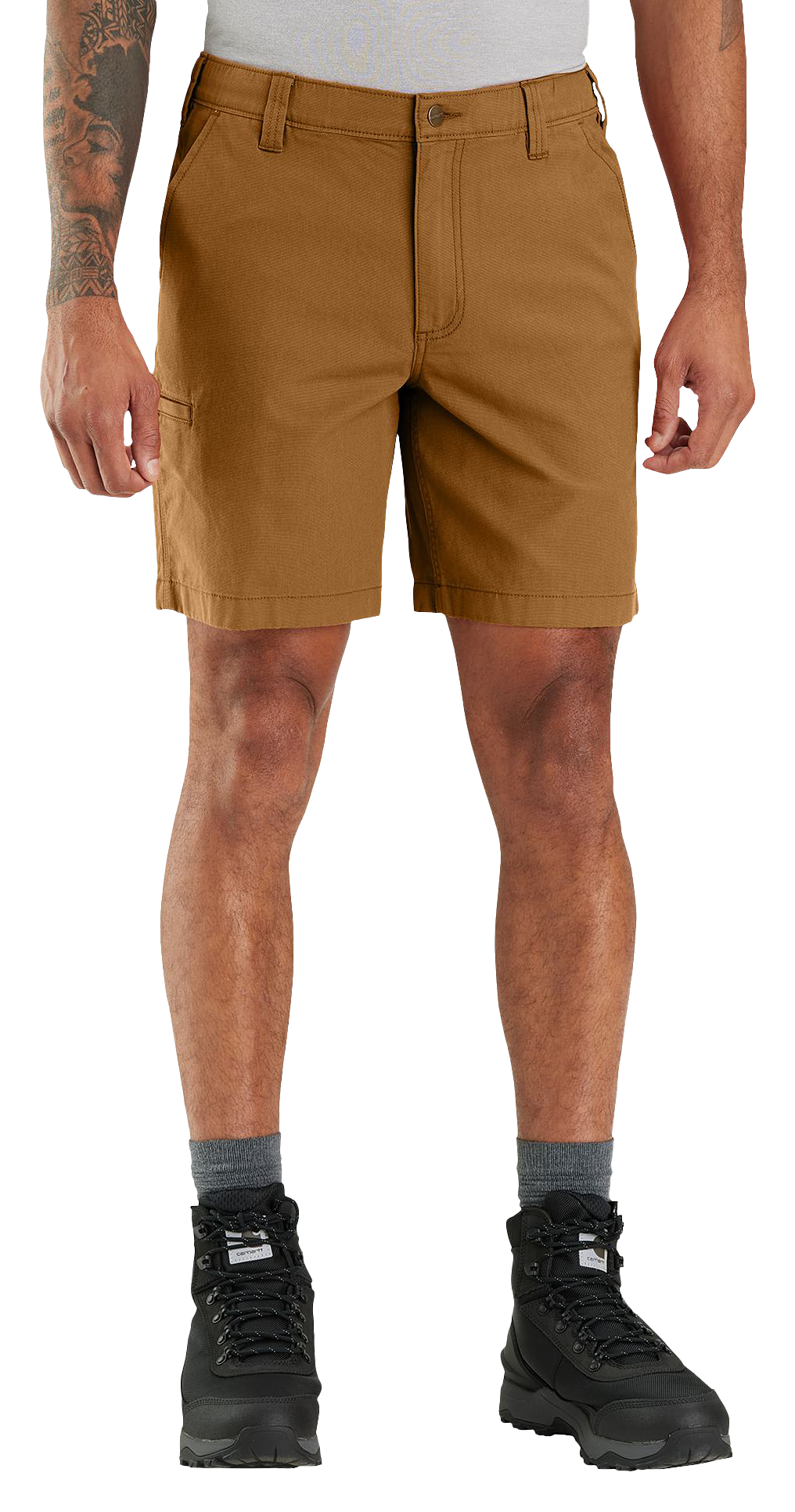 Image of Carhartt Rugged Flex Relaxed-Fit Canvas Work Shorts for Men - Carhartt Brown