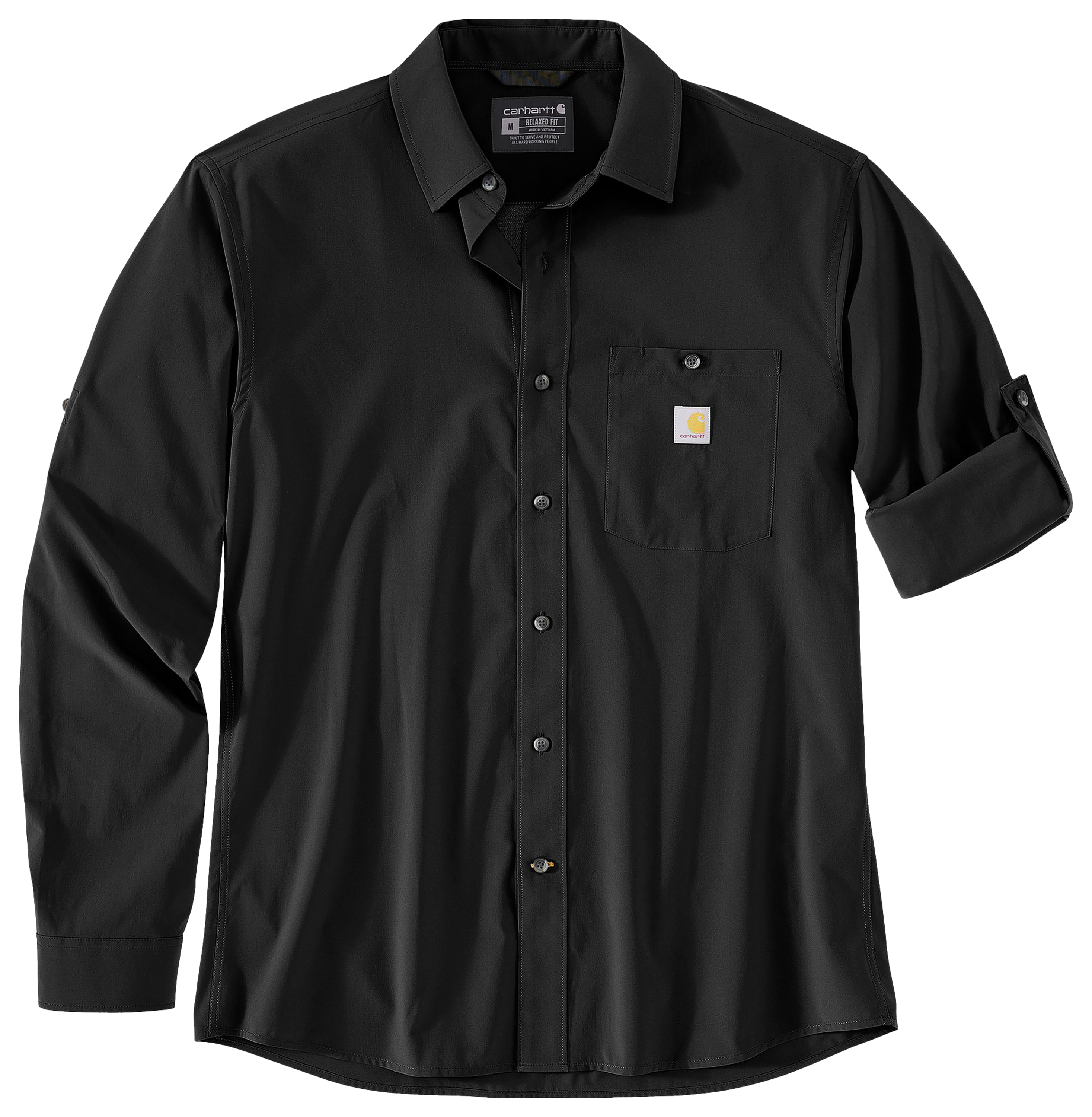 Image of Carhartt Force Sun Defender Relaxed-Fit Lightweight Long-Sleeve Shirt for Men - Black - M