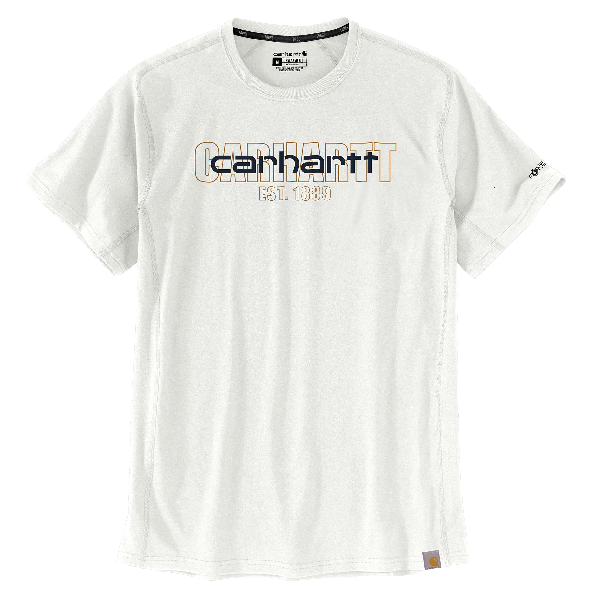 Image of Carhartt Force Logo Graphic Relaxed-Fit Midweight Short-Sleeve T-Shirt for Men - Malt - M