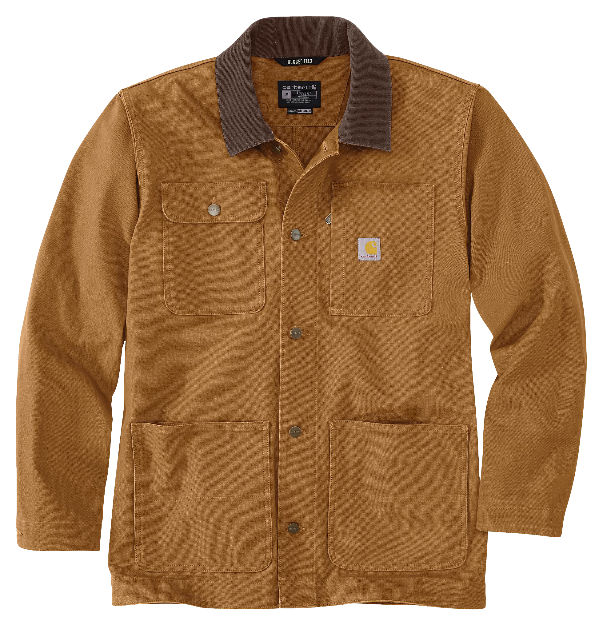 Image of Carhartt Rugged Flex Duck Loose-Fit Chore Coat for Men - Carhartt Brown