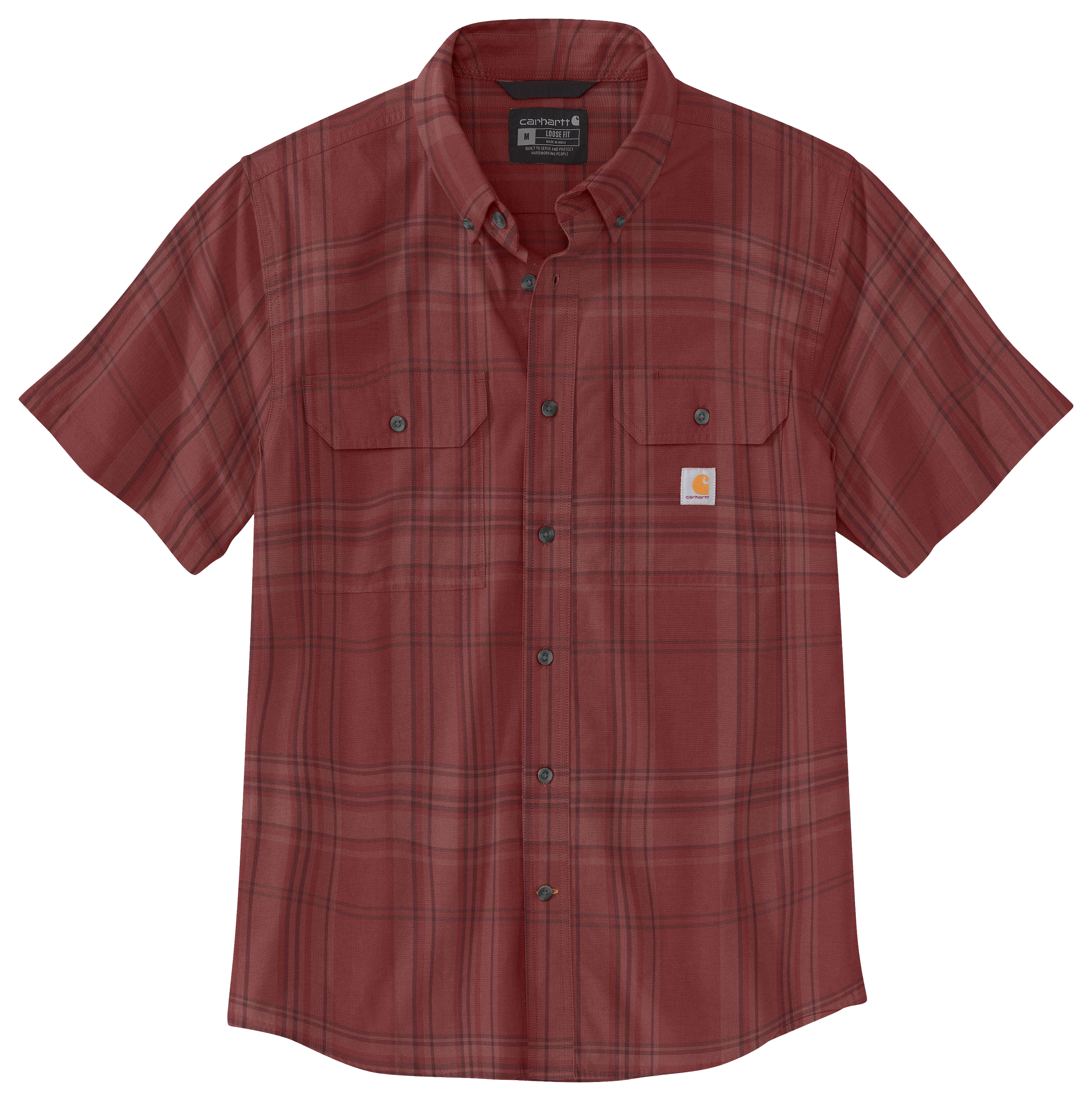 Image of Carhartt Loose-Fit Midweight Short-Sleeve Plaid Shirt for Men