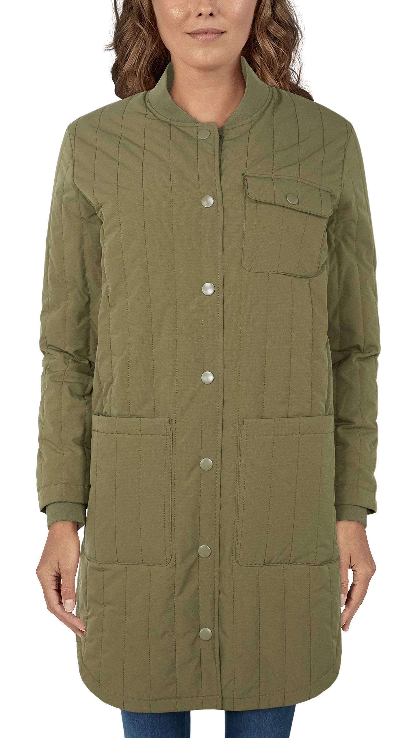 Image of Natural Reflections Quilted Car Coat for Ladies - Ivy Green - XL