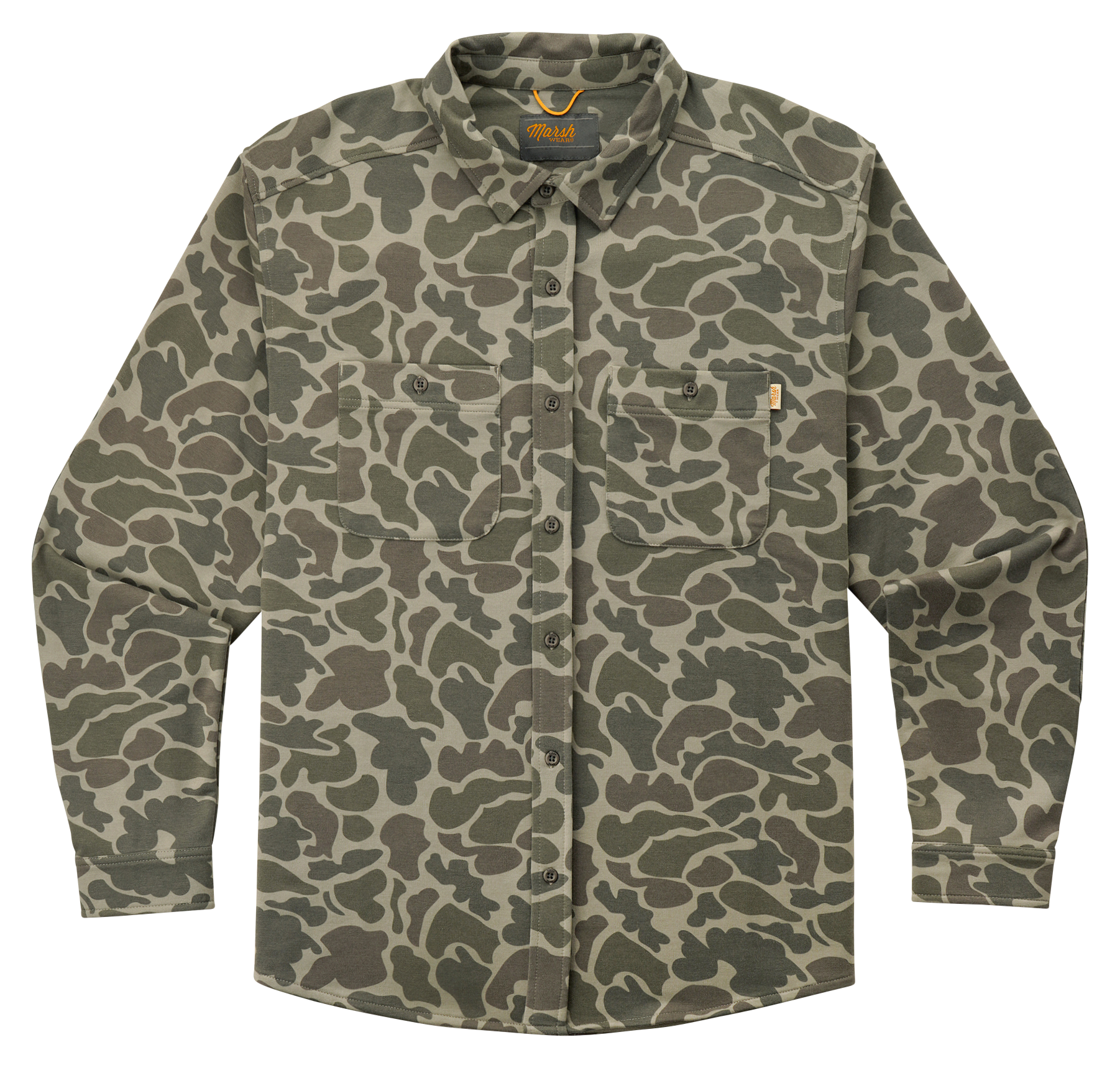 Image of Marsh Wear Fireside Long-Sleeve Overshirt - Dark Green Mallard Camo - M
