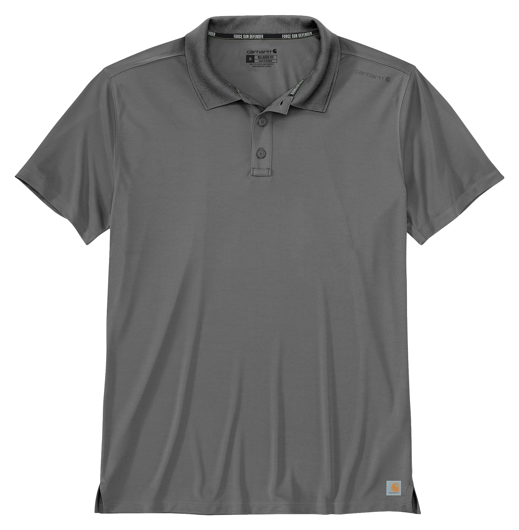 Image of Carhartt Force Sun Defender Relaxed-Fit Lightweight Short-Sleeve Polo for Men - Steel