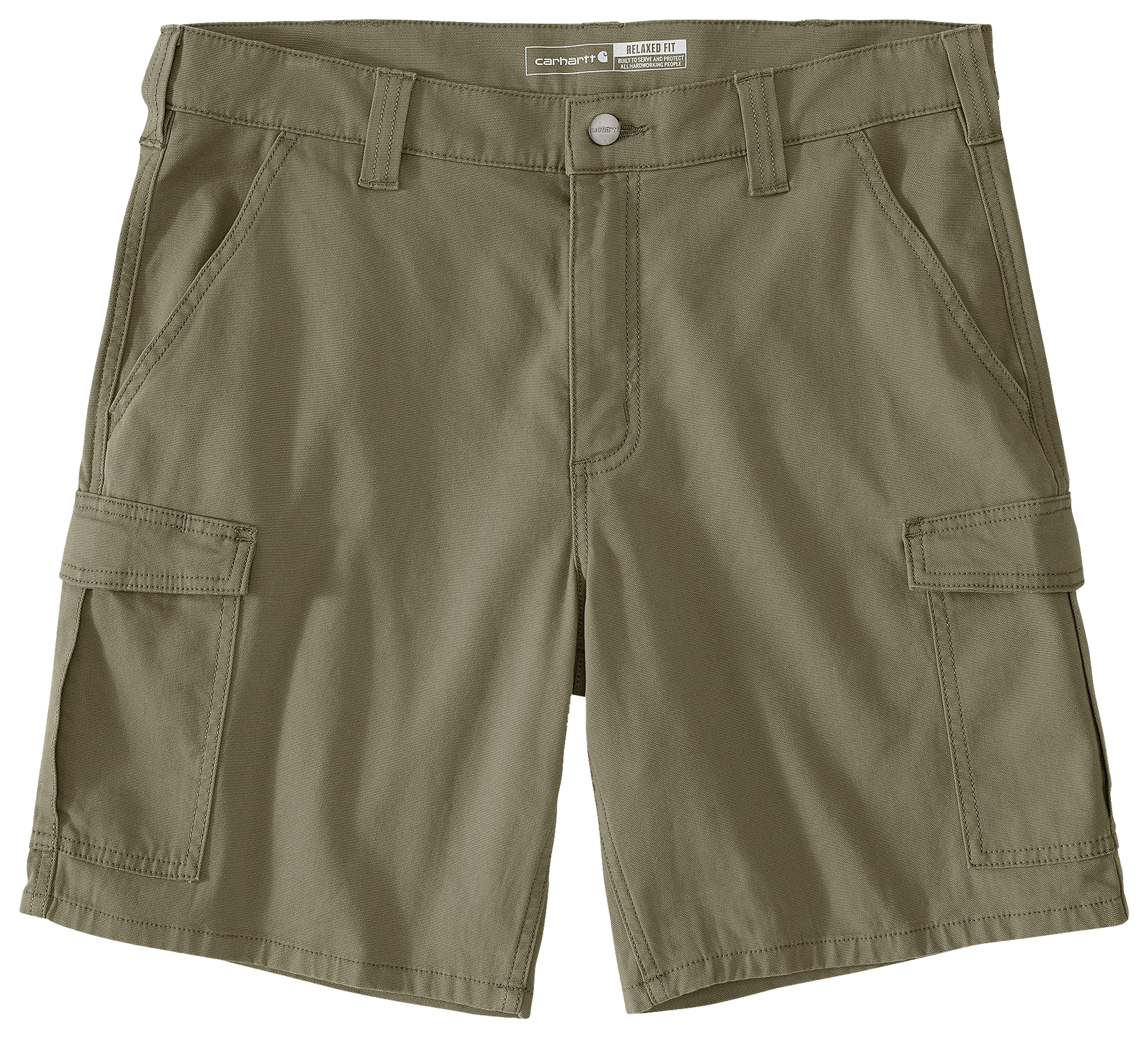 Image of "Carhartt Rugged Flex Relaxed-Fit 9"" Canvas Cargo Work Shorts for Men - Burnt Olive"