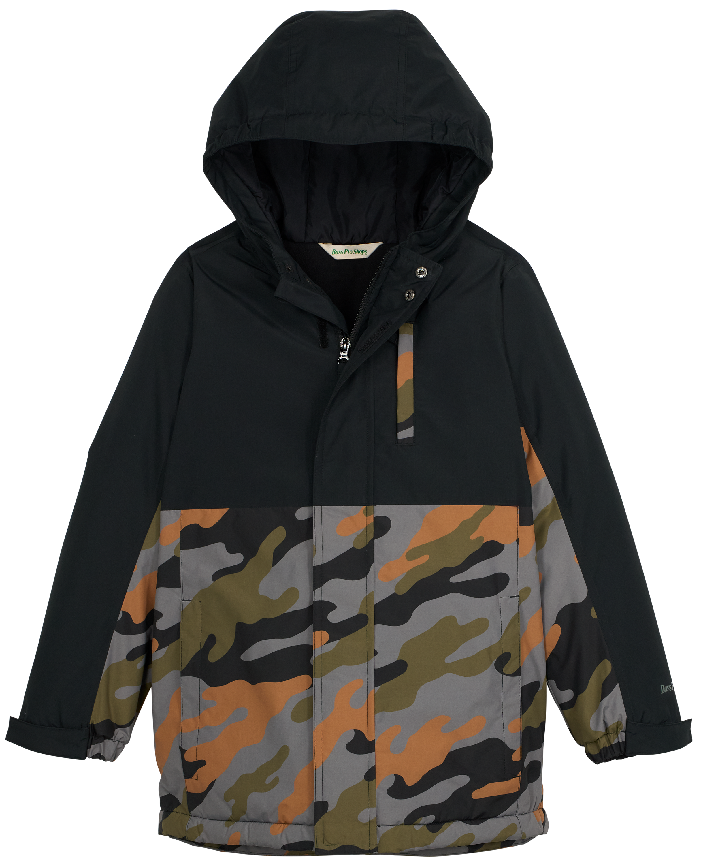 Image of Bass Pro Shops Insulated Parka for Boys - Black Camo - 14-16