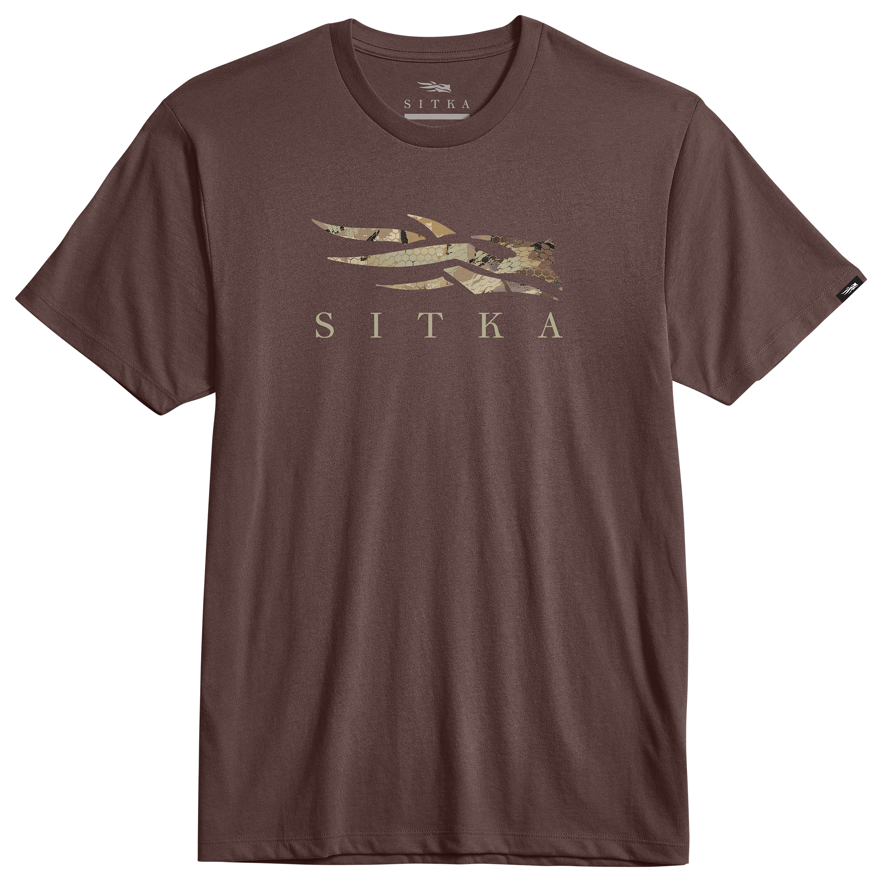 Image of SITKA OPTIIFADE Icon Pre-Washed Short-Sleeve T-Shirt for Men - Cherry/GORE OPTIFADE Concealment Waterfowl Marsh - L