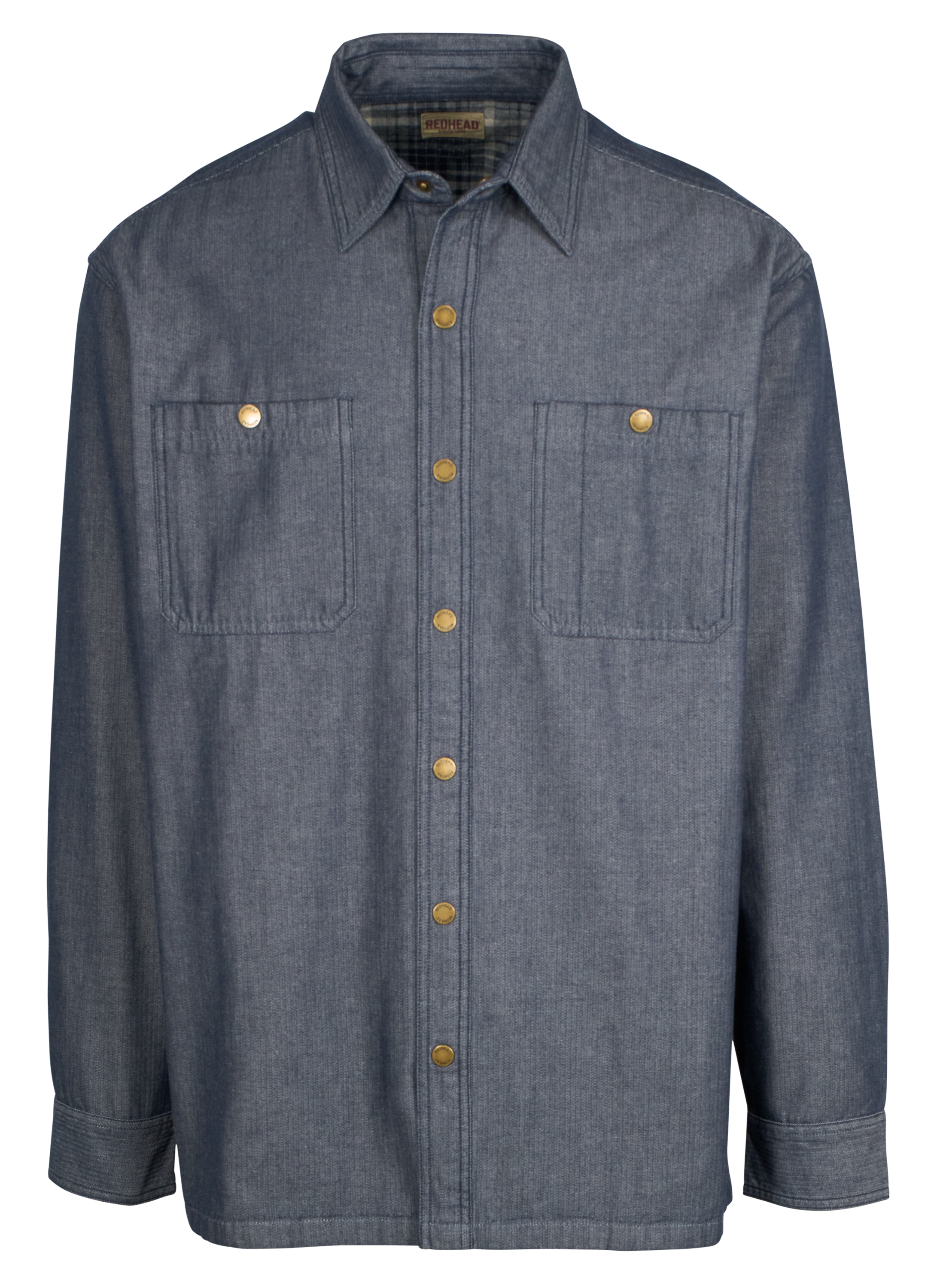 Image of RedHead Flannel-Lined Twill Snap-Front Shirt Jacket for Men - Dark Navy - M