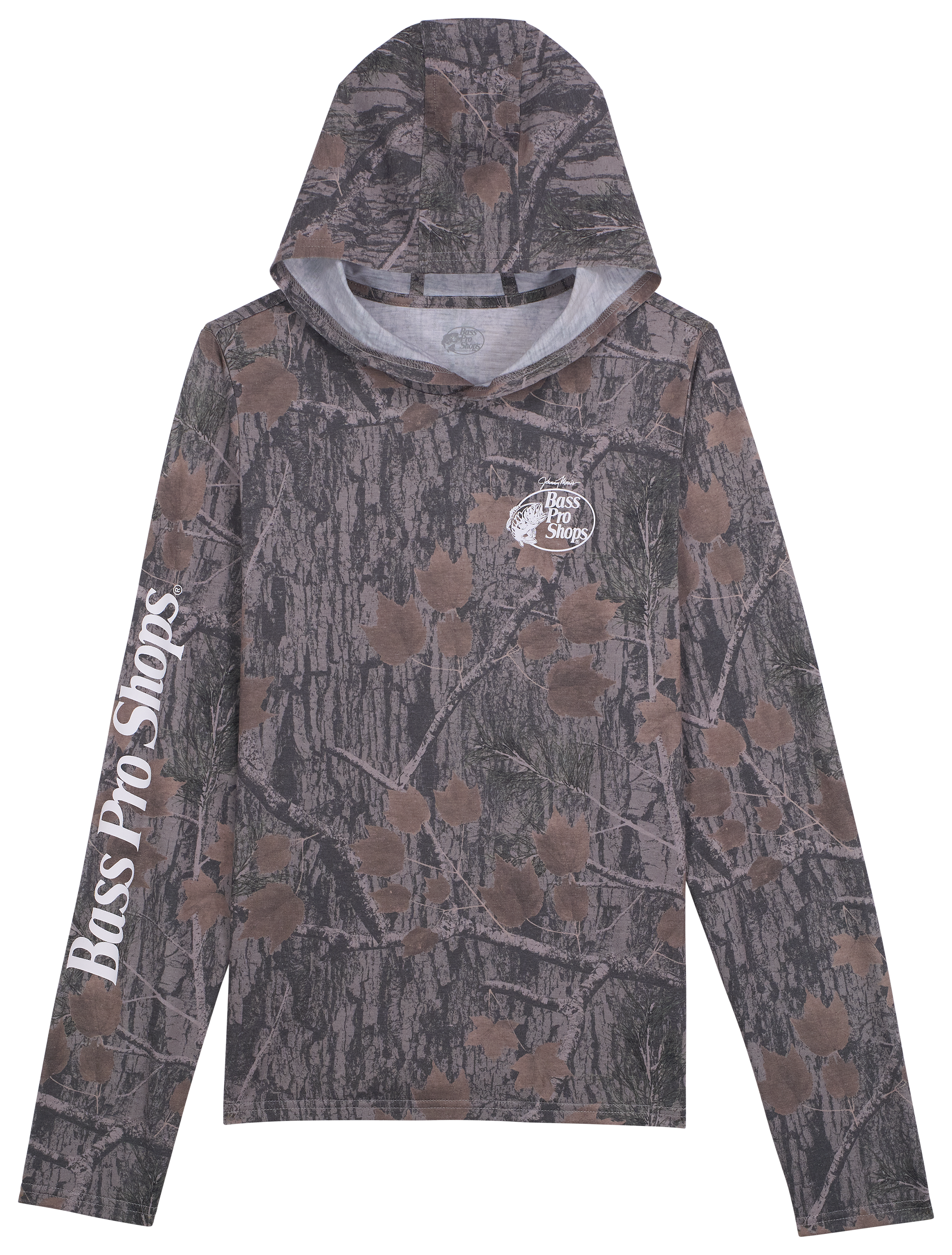 Image of Bass Pro Shops Camo Long-Sleeve Hooded T-Shirt for Kids - Faded Camo Dark