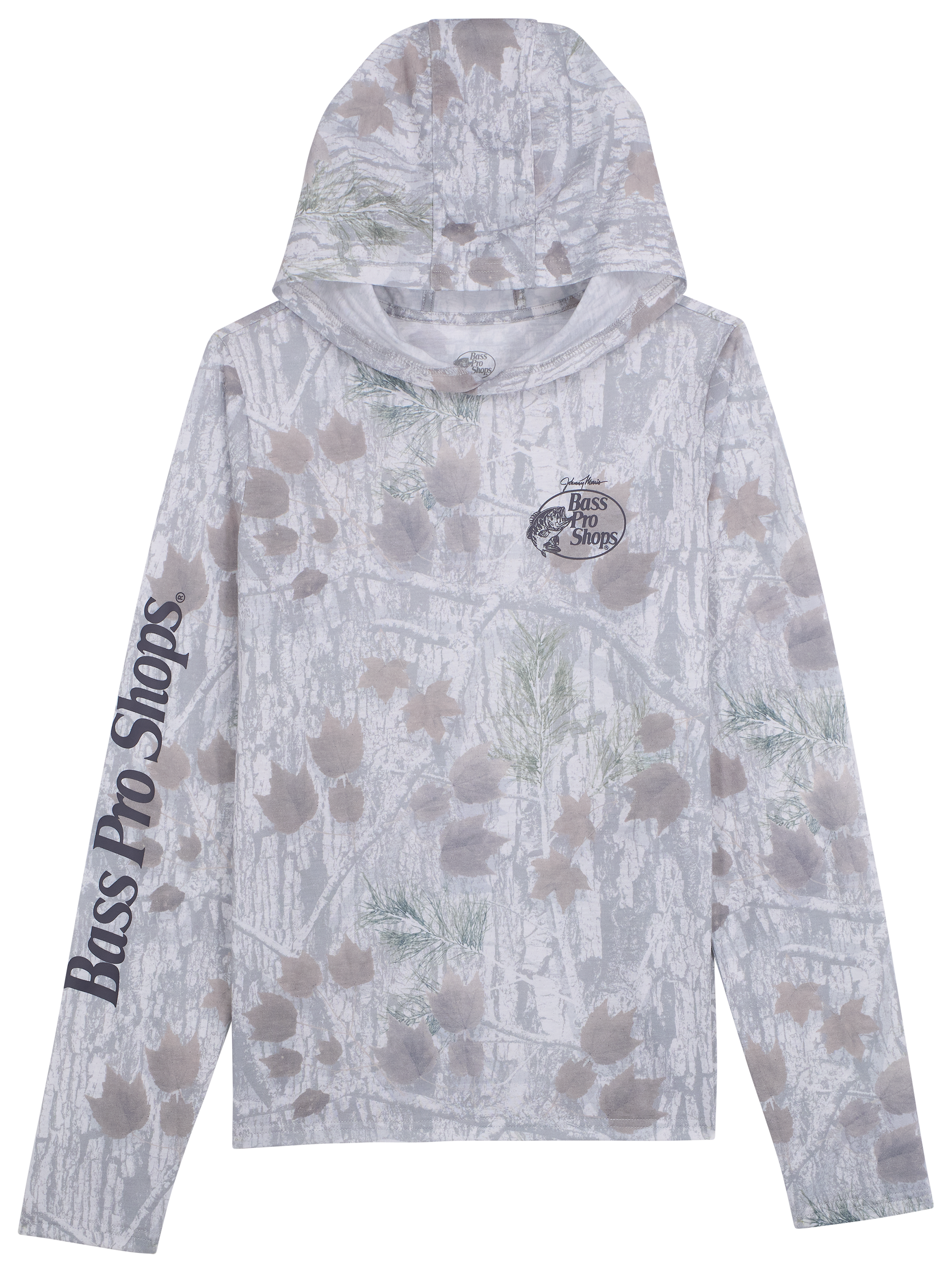 Image of Bass Pro Shops Camo Long-Sleeve Hooded T-Shirt for Kids - Faded Camo Light - L