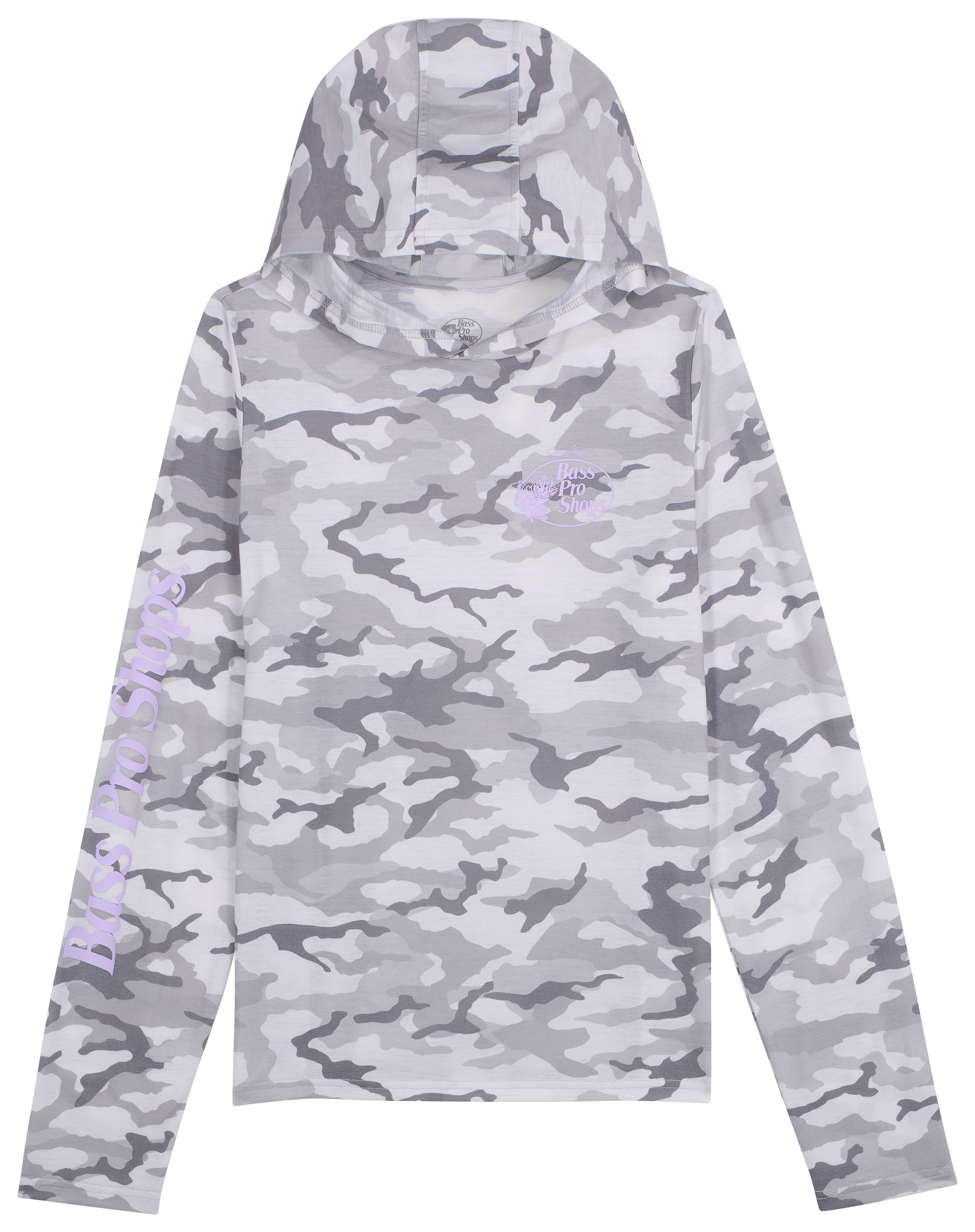 Image of Bass Pro Shops Camo Long-Sleeve Hooded T-Shirt for Kids - Light Gray Camo - L