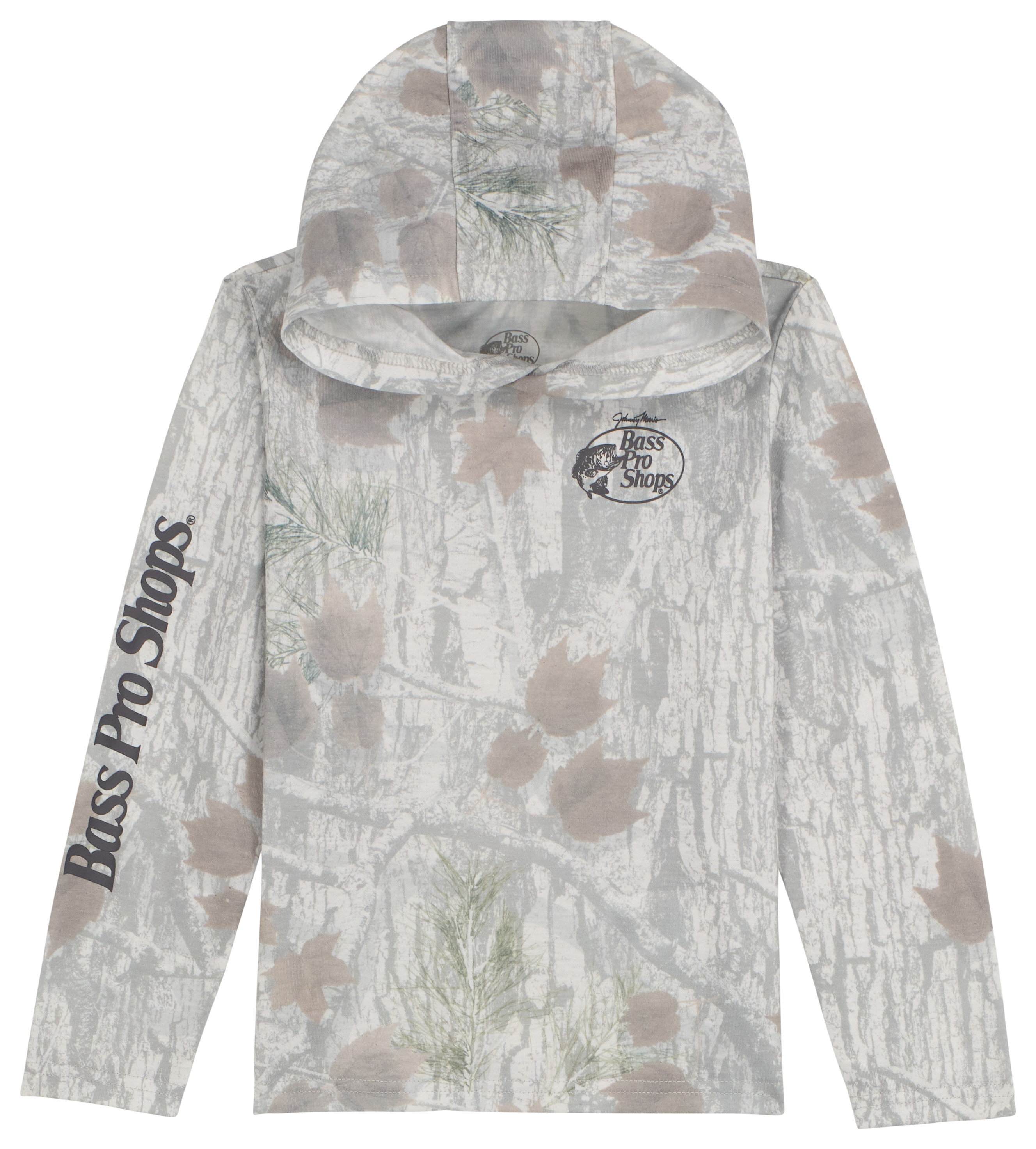 Image of Bass Pro Shops Camo Long-Sleeve Hooded T-Shirt for Toddlers - Faded Camo Light - 2T