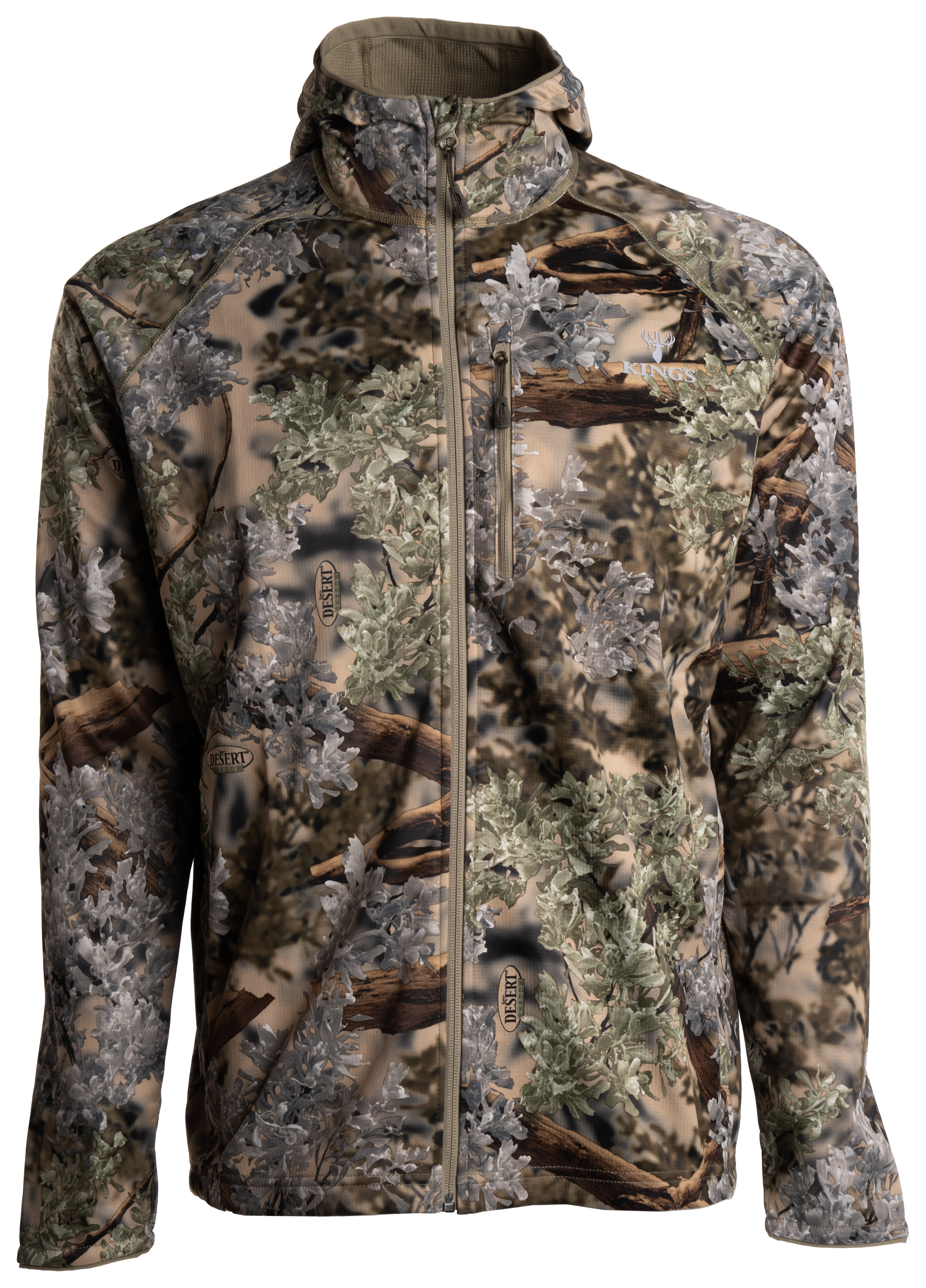 Image of Kings Camo Hunter Full-Zip Hoodie for Men - Kings Camo Desert Shadow - 4XL