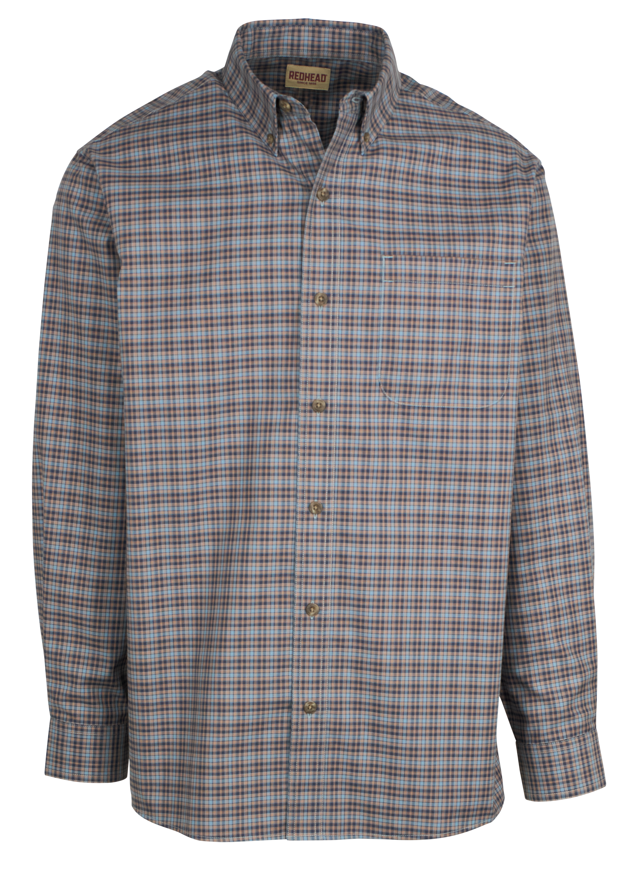 Image of RedHead Wrinkle-Free Easy-Care Button-Down Long-Sleeve Shirt - Dark Navy Plaid
