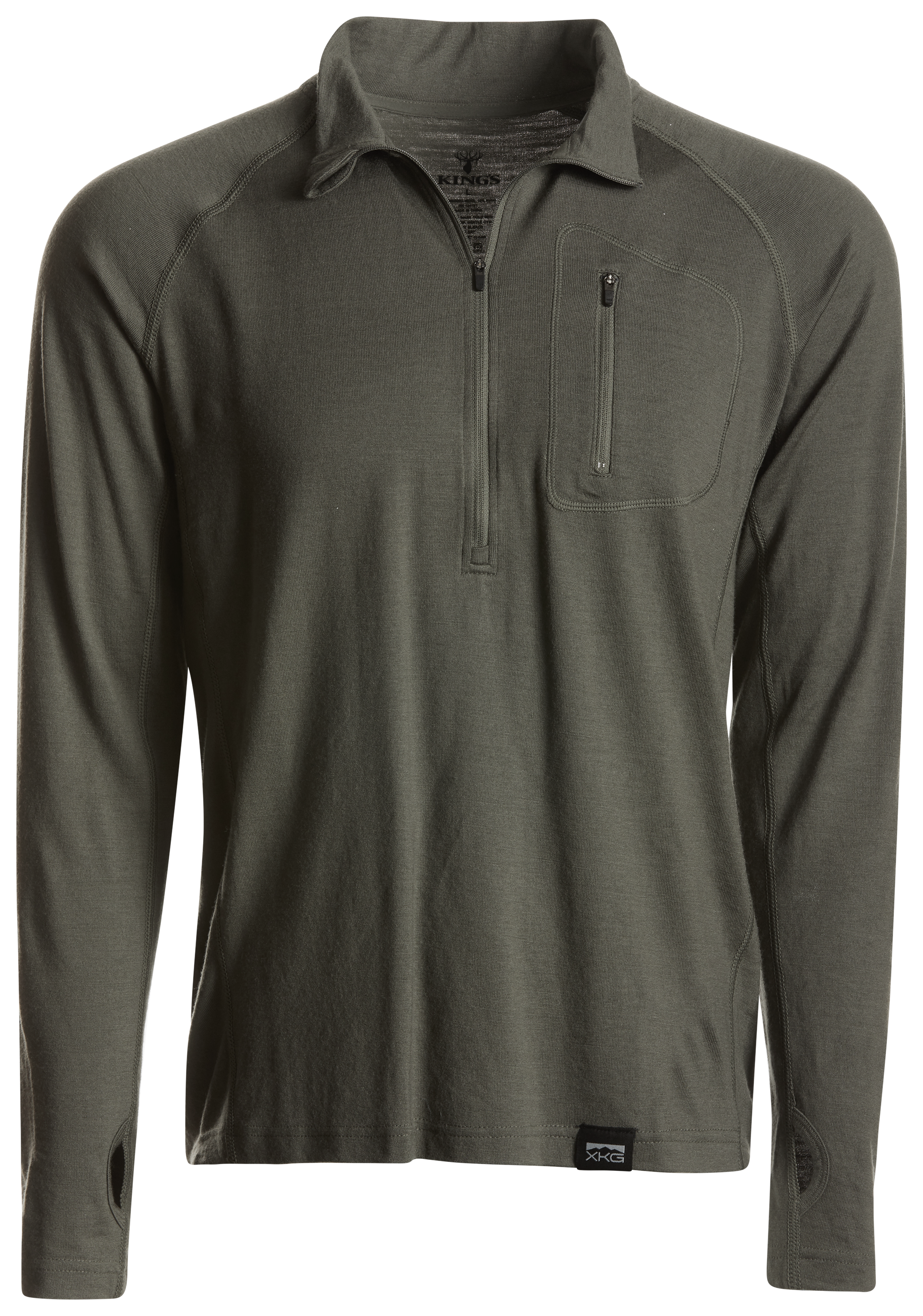 Image of Kings Camo XKG Foundation 260 Merino Quarter-Zip Pullover for Men - Olive