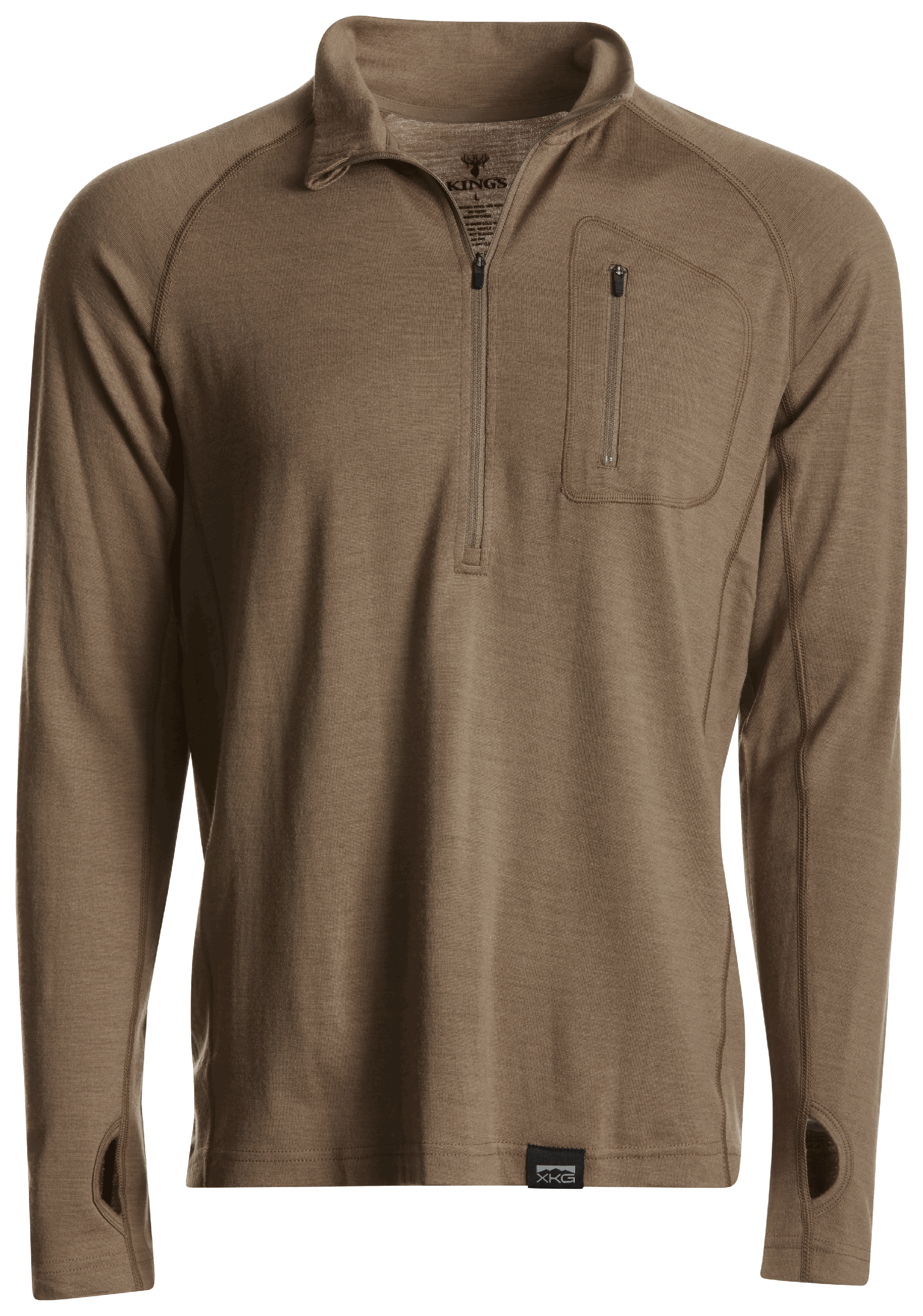 Image of Kings Camo XKG Foundation 260 Merino Quarter-Zip Pullover for Men - Khaki