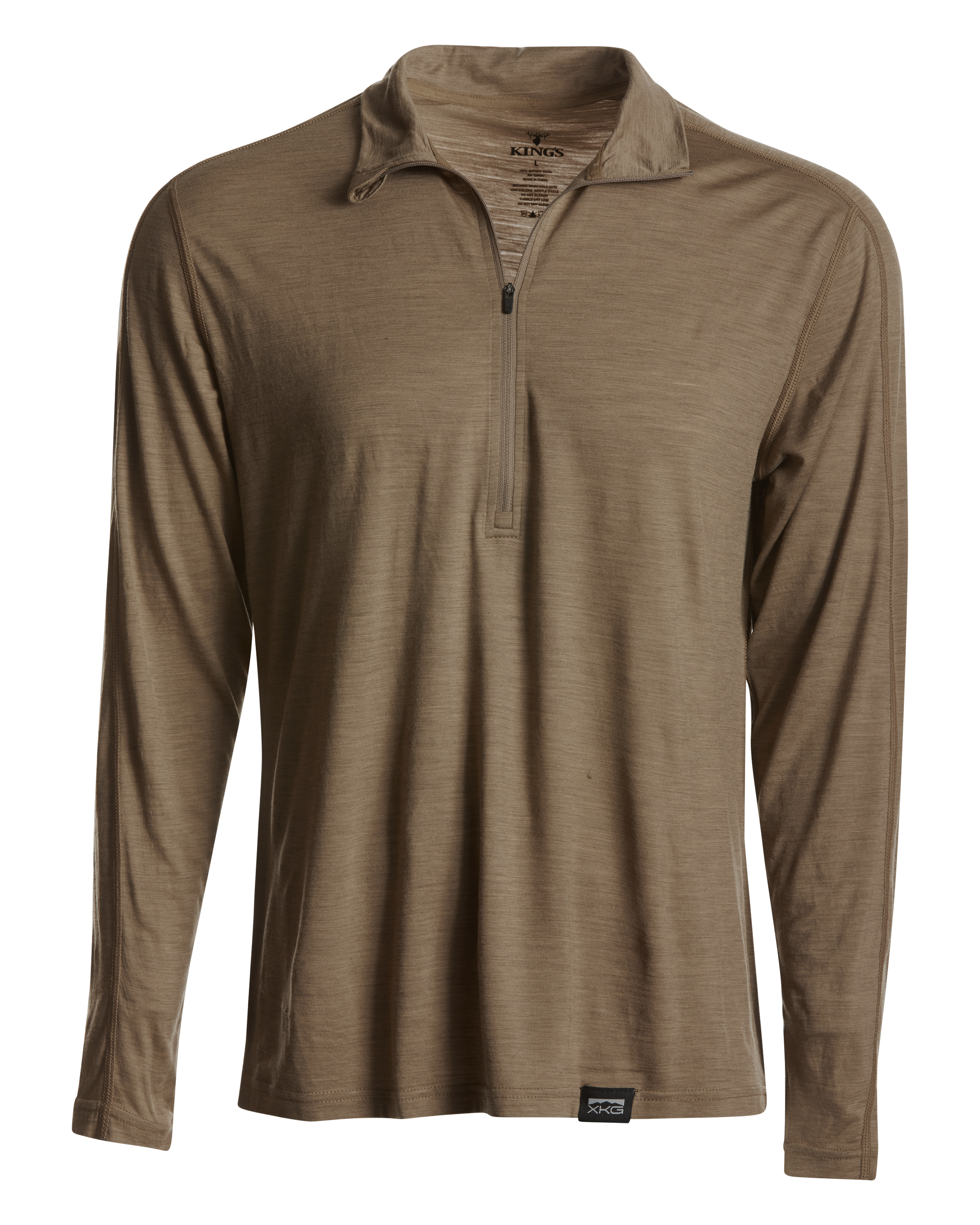 Image of Kings Camo XKG Foundation 150 Merino Quarter-Zip Pullover for Men - Khaki