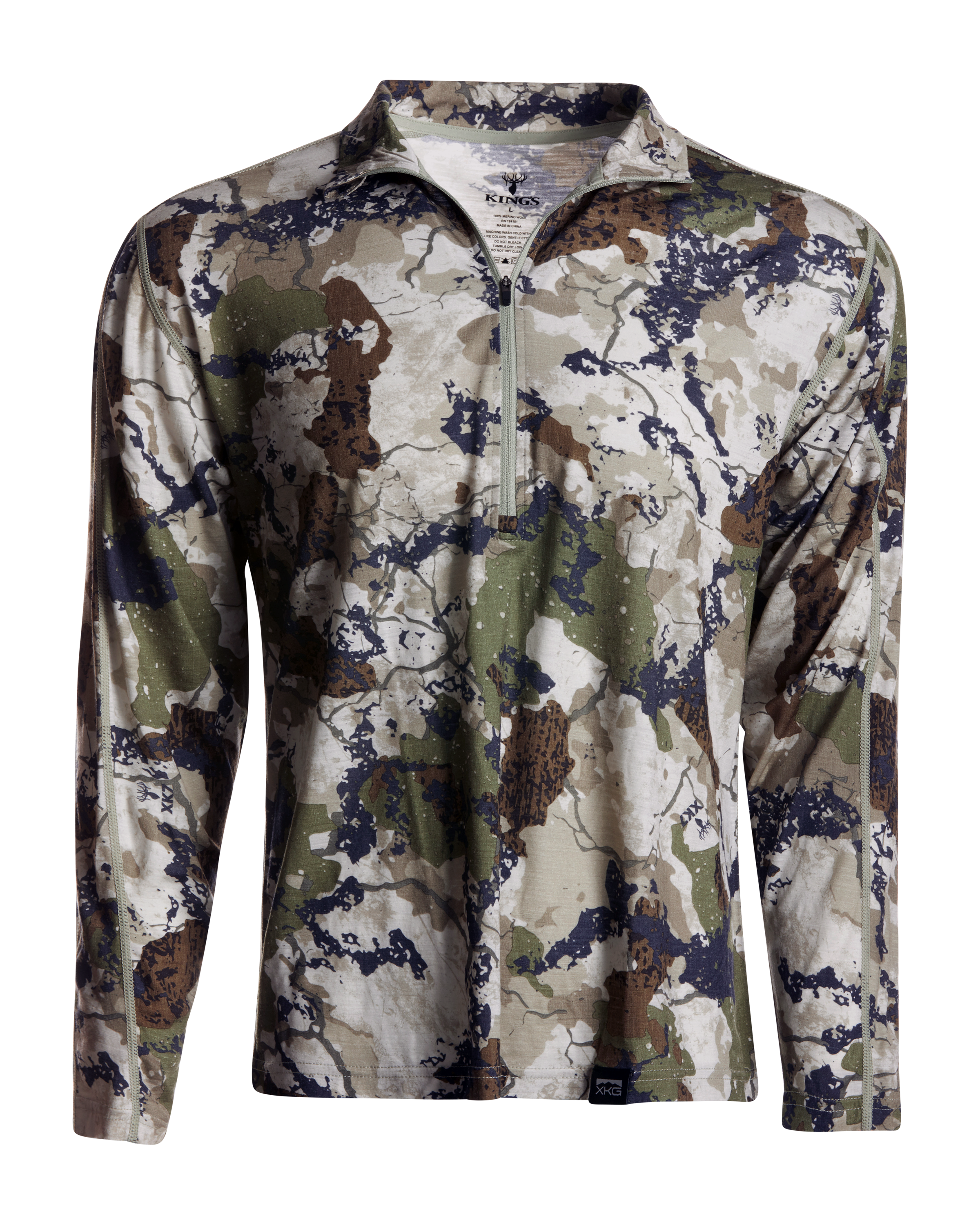 Image of Kings Camo XKG Foundation 150 Merino Quarter-Zip Pullover for Men - Kings Camo XK7