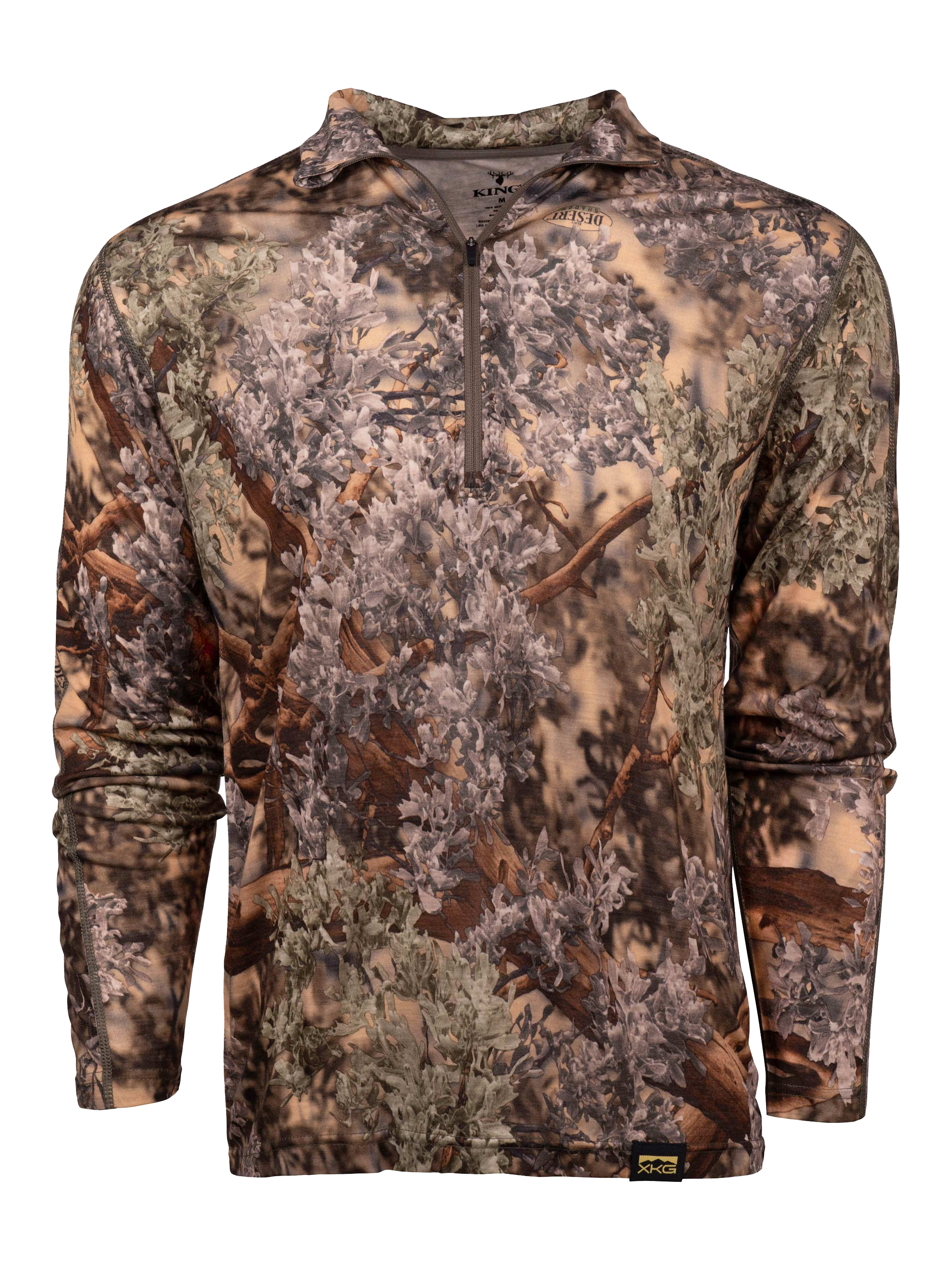 Image of Kings Camo XKG Foundation 150 Merino Quarter-Zip Pullover for Men - Kings Camo Desert Shadow