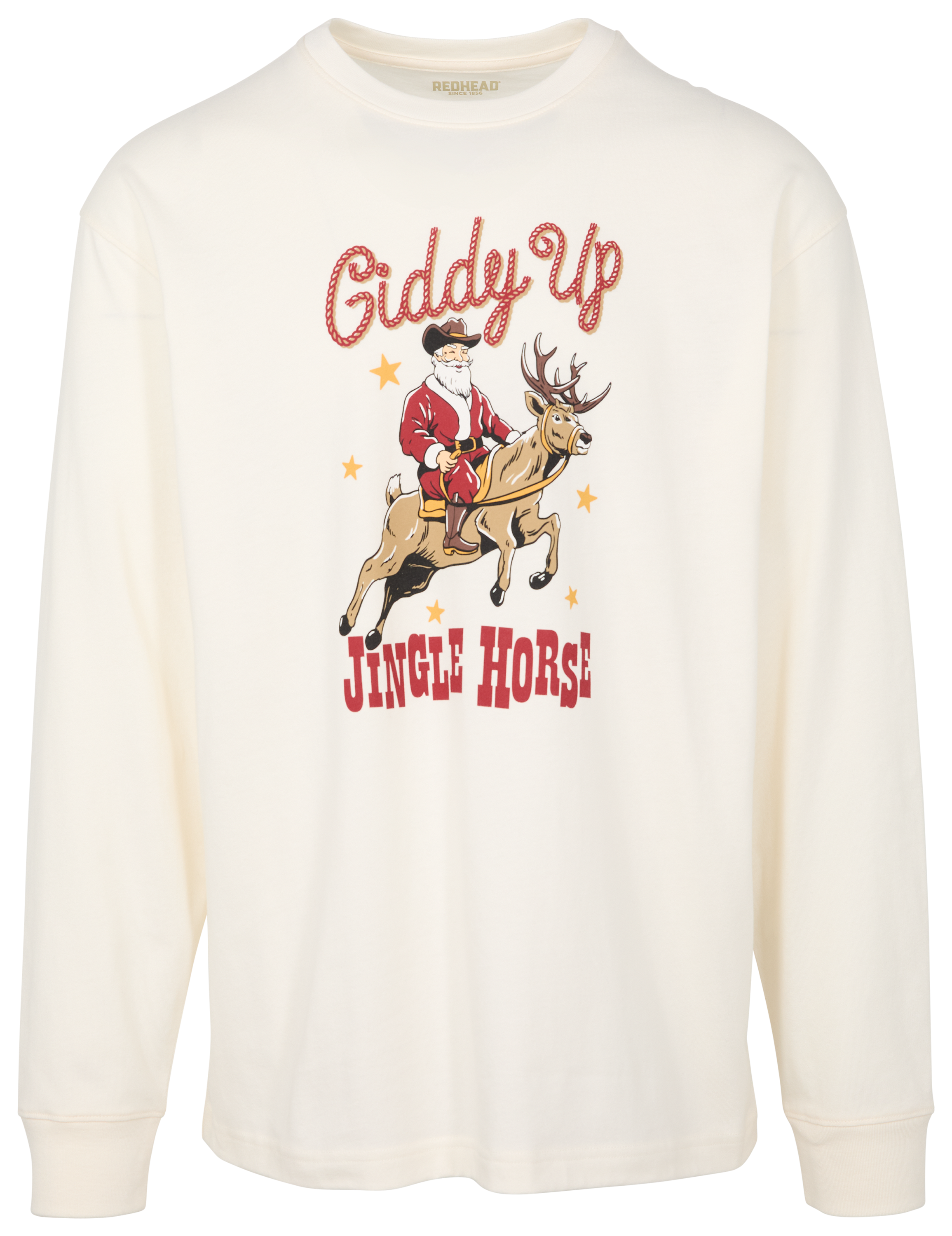 REDHEAD Jingle Horse Holiday Graphic Long-Sleeve T-Shirt for Men