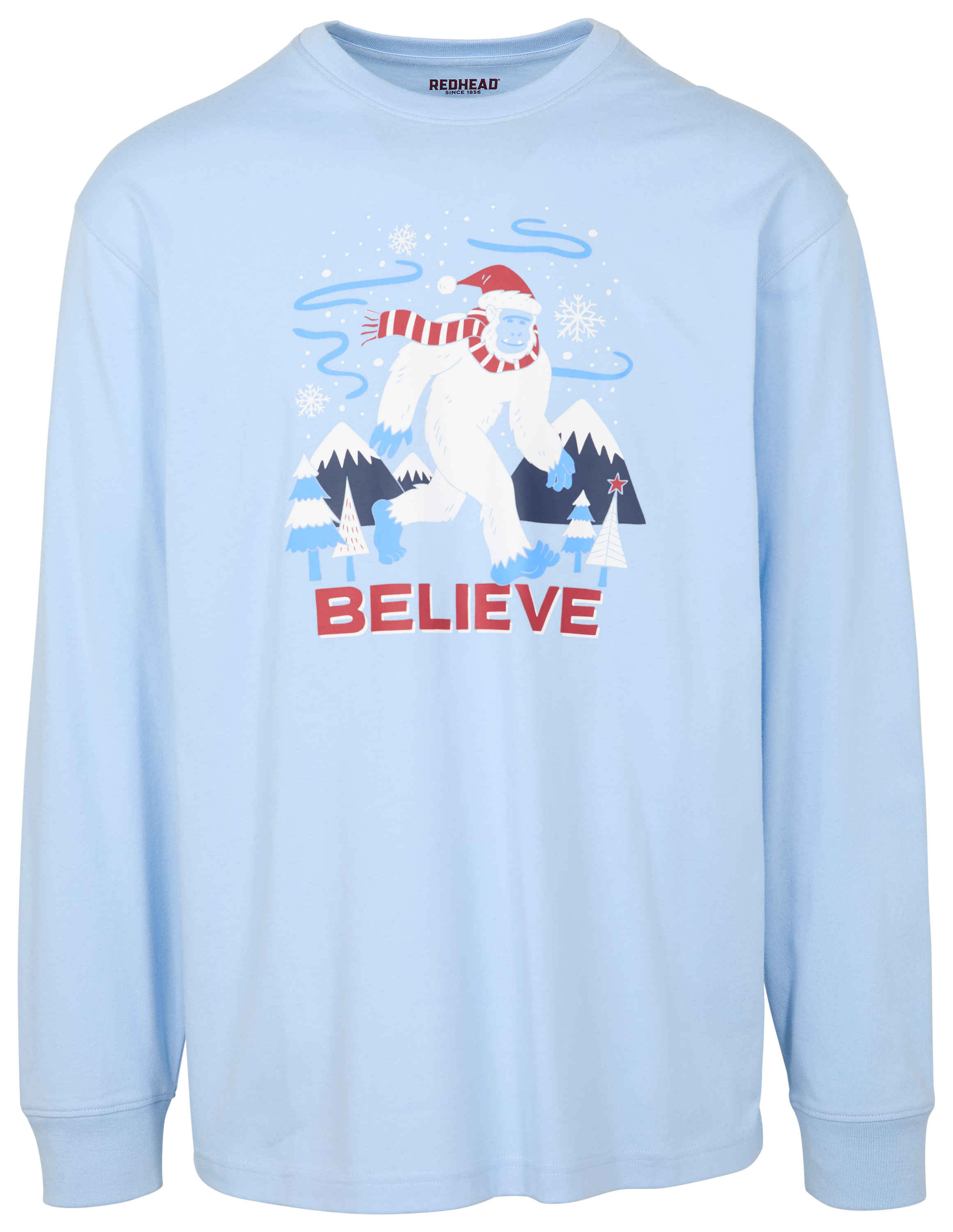 RedHead RedHead Sasquatch Believe Holiday Graphic Long-Sleeve T-Shirt for Men - Cerulean - $6.77 at Bass Pro Shops