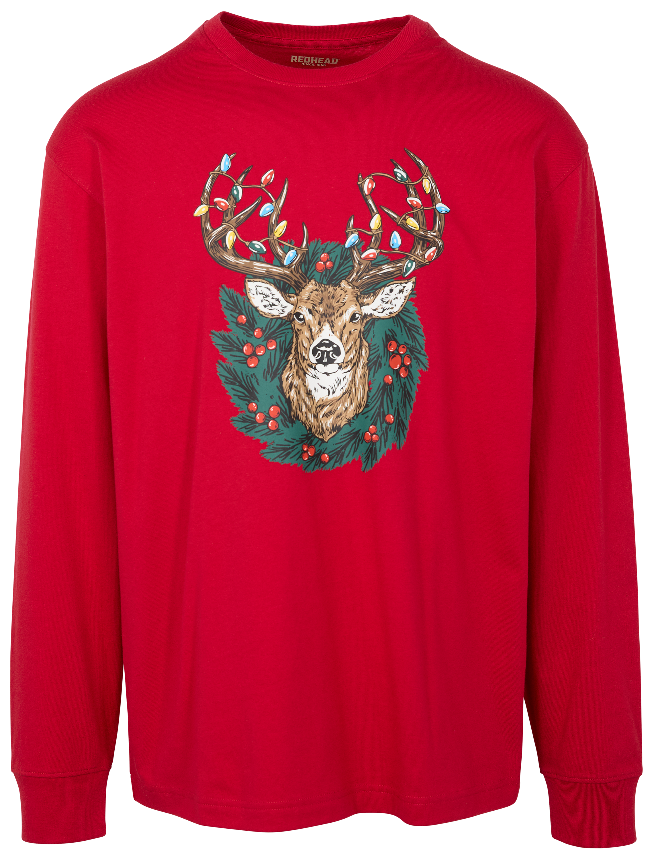 REDHEAD Deer Holiday Graphic Long-Sleeve T-Shirt for Men