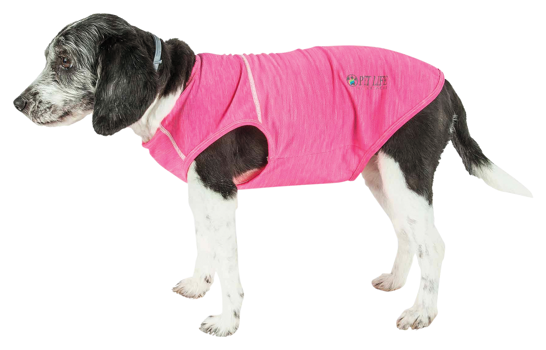 Image of Pet Life Active Aero-Pawlse Quick-Dry Stretch Tank Top for Dogs - Hot Pink/Light Pink - Small