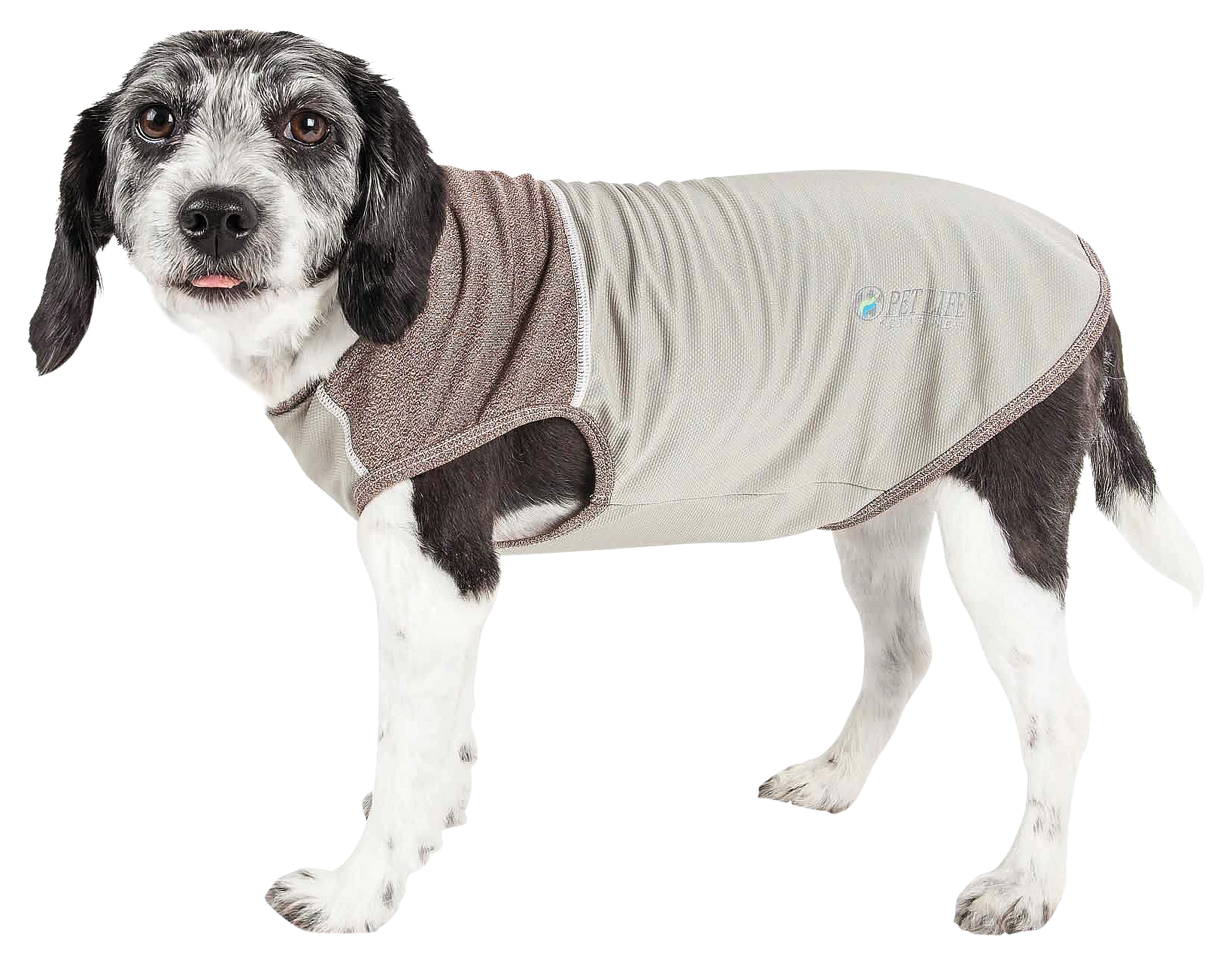 Image of Pet Life Active Aero-Pawlse Quick-Dry Stretch Tank Top for Dogs - Tan/Brown - Small