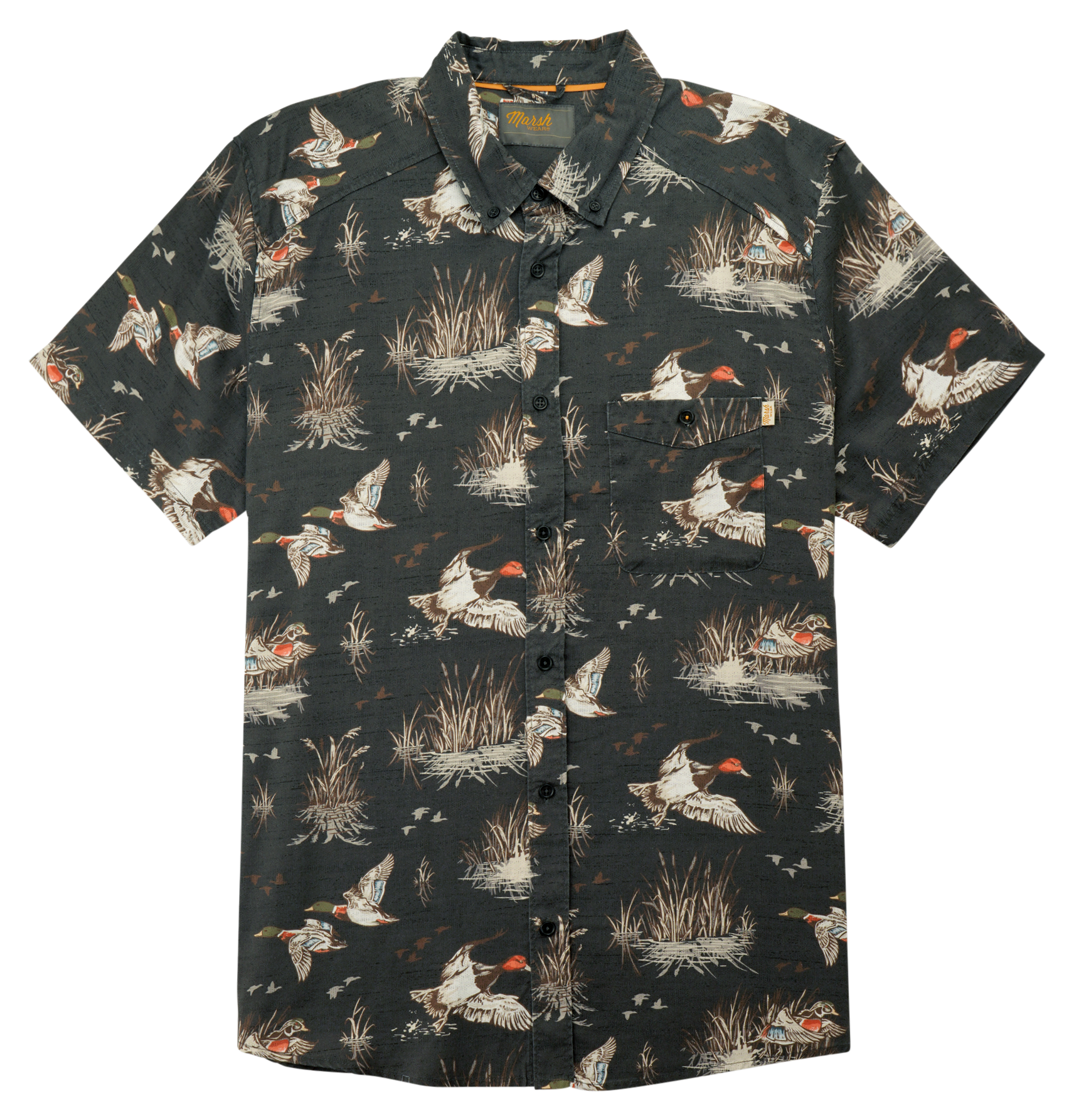 Image of Marsh Wear Hagood Pocket Short-Sleeve Shirt for Men - Vintage Black - M